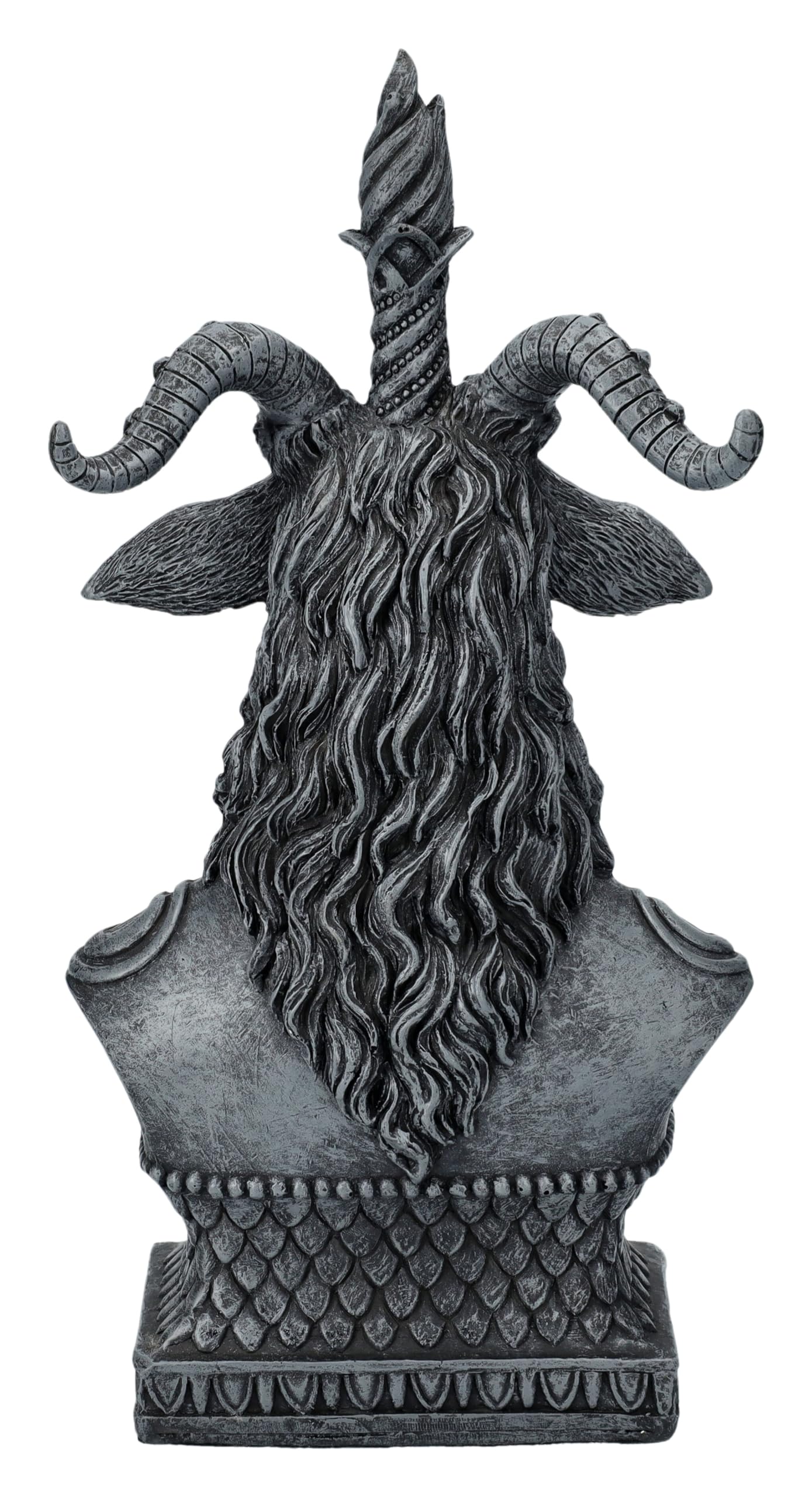 Pacific Giftware Buste Mystique Baphomet avec Cornes et Barbe tressée, en Pierre Artificielle, 20,5 cm, Noir et Gris