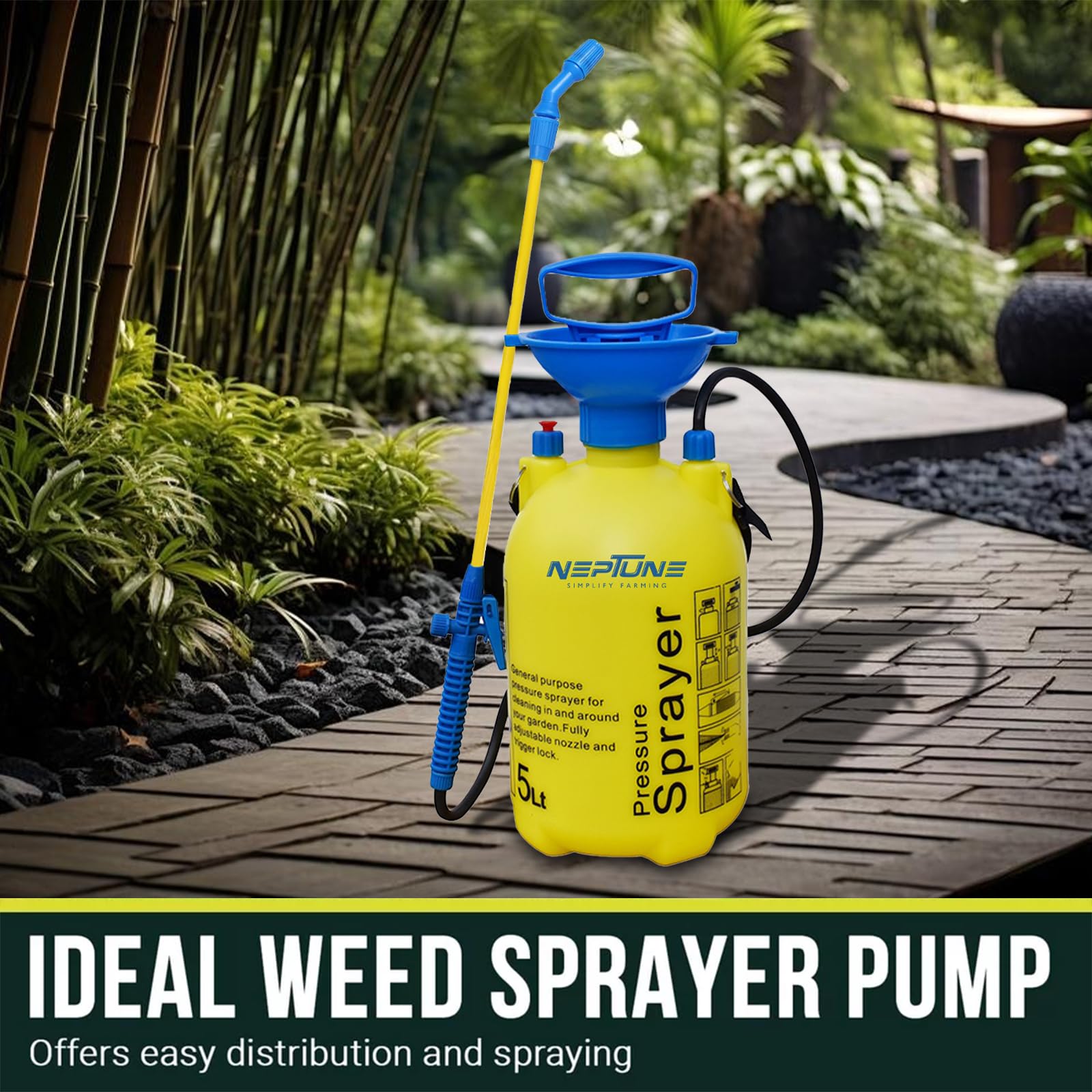 Neptune Simplify Farming 5L Hand Operated Multi-Purpose Compression Sprayer | Adjustable Shoulder Strap, Pressure Relief Valve | Ideal for Gardening, Lawn, Household Cleaning, Sanitizing, Agriculture - Image 6 thumbnail