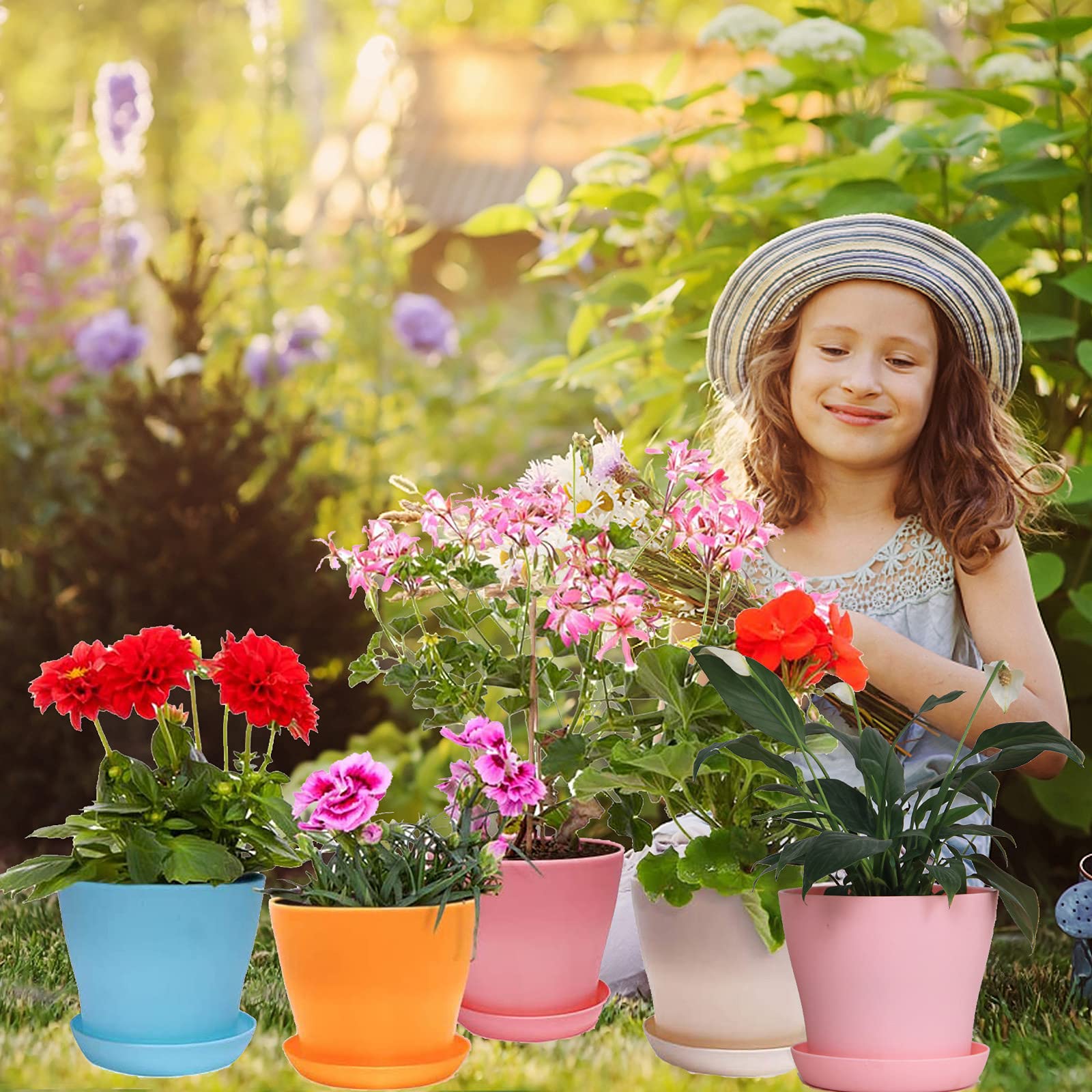 Taasmoog Vasi per piante in plastica colorata, 8 contenitori per