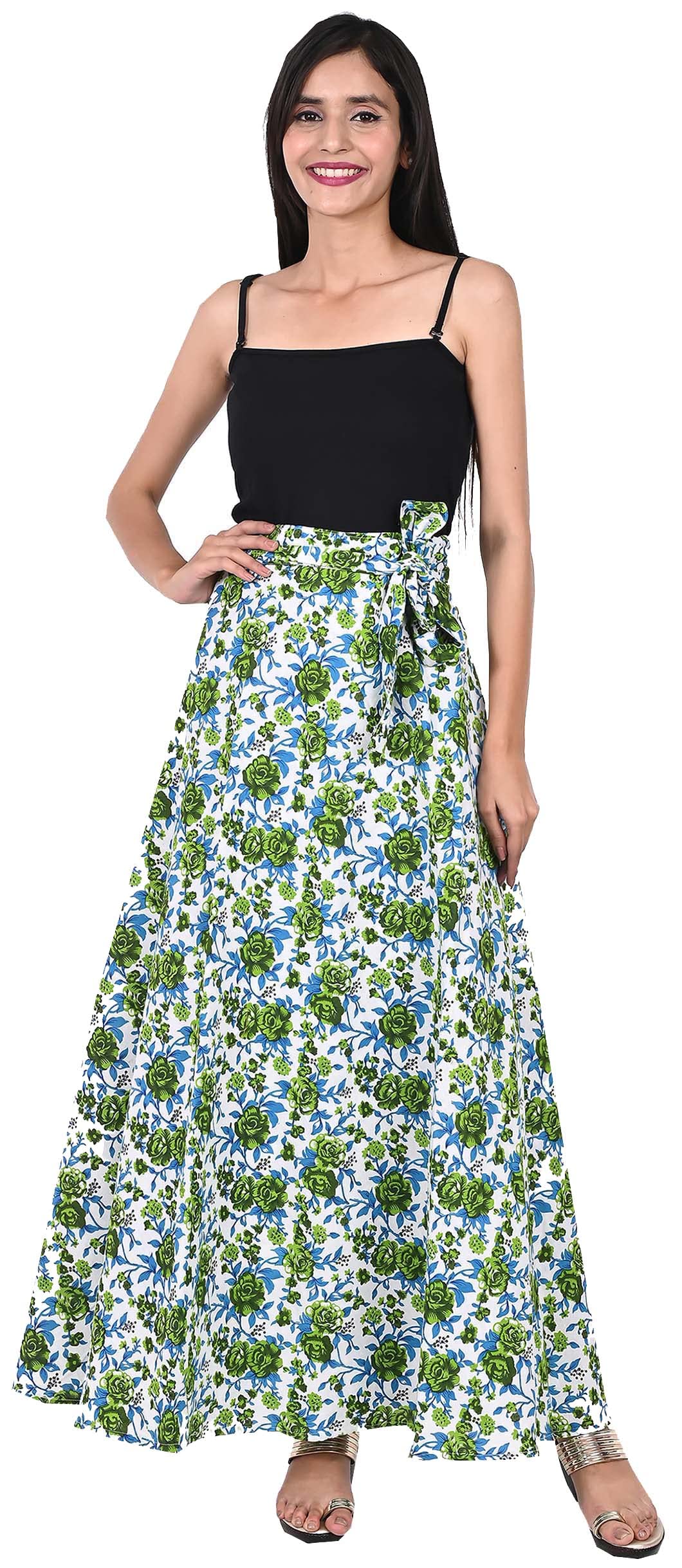 Maple ClothingIndian Skirt Cotton Long Wrap Around Printed Women's Clothing Beach Dresses