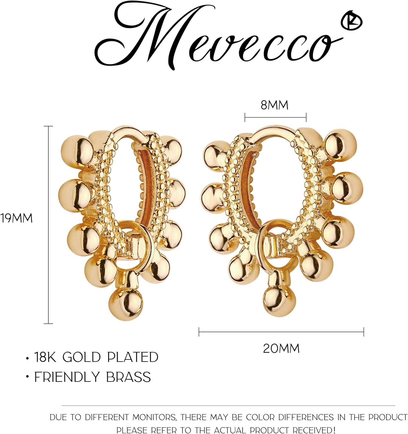 MEVECCO Dainty Gold Hoop Earrings for Women 18K Gold Plated Spike Huggie Hoop Earrings Geometry Handmade Minimalist Hypoallergenic Hoop Earrings for Her Gifts - Image 5