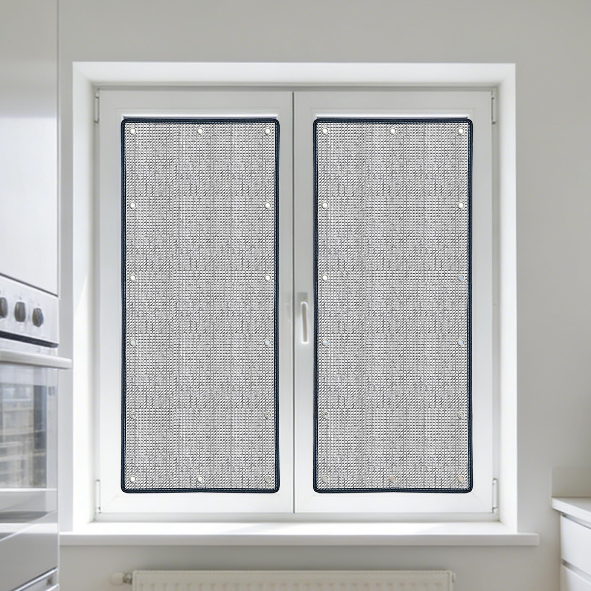 Folia Okienna Termoizolacyjna 64 x 85 cm Izolacja Termiczna Przyciemnianie Okien Łatwy W Montażu Do Domowego Biura, Garażu, Werandy, Można Dostosować, Srebro