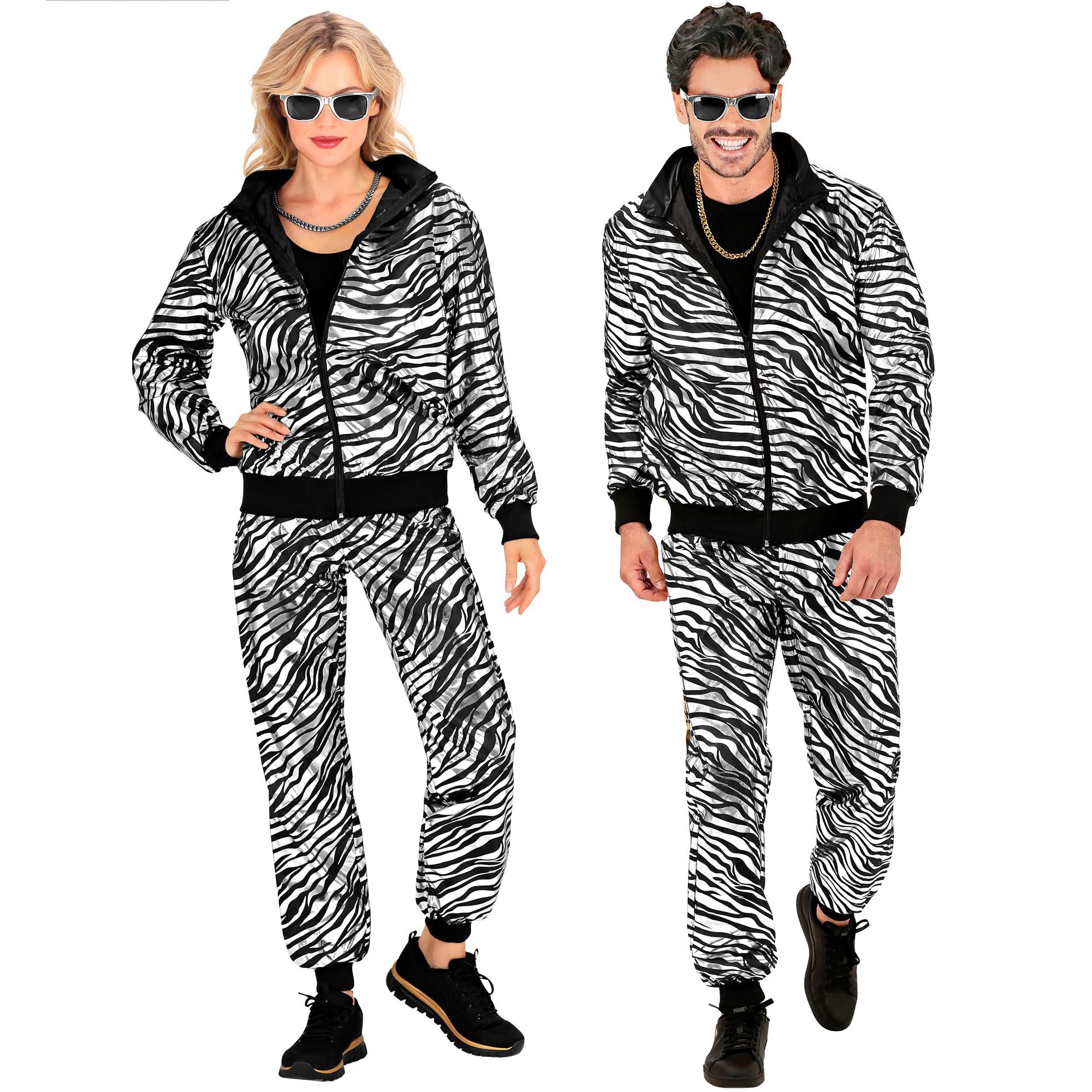 W WIDMANN MILANO Party Fashion - Disfraz de chándal, estampado animal, atuendo de los años 80, chándal para carnaval y fiestas