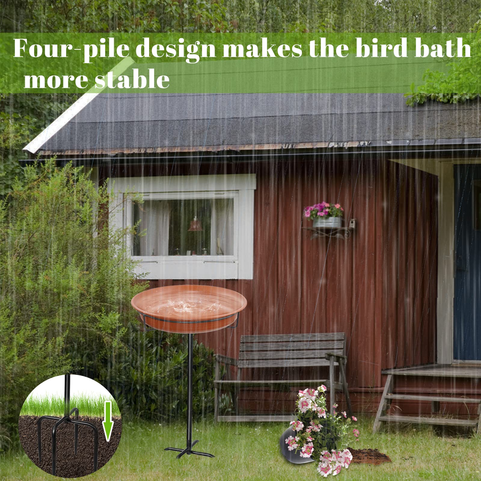 Bebedero para pájaros para baño de pájaros, cuenco de agua, de pie, alimento de jardín para aves silvestres, solución de comida de invierno a prueba de heladas