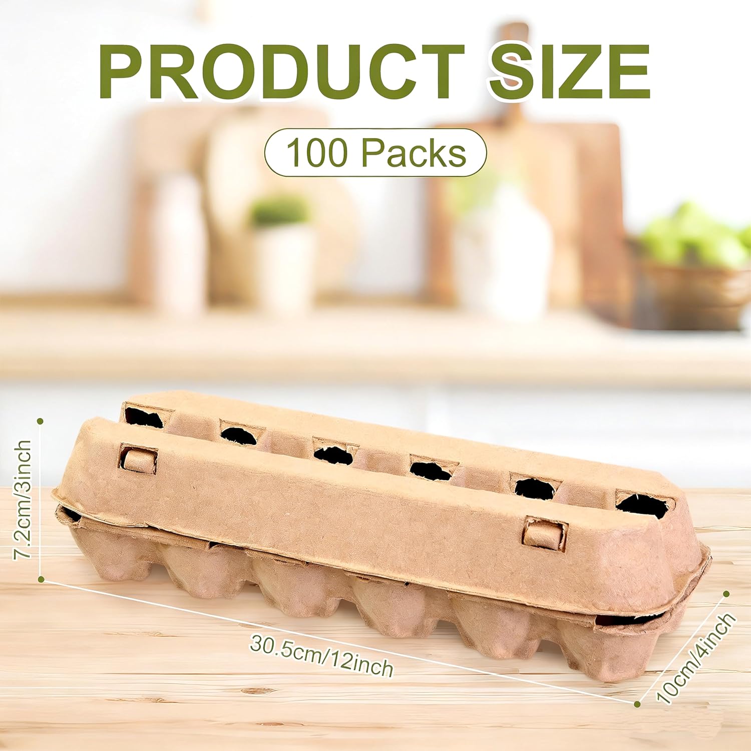 Zhanmai 100 Pcs Air Vented Egg Cartons Bulk Holds up to 12 Eggs Strong Sturdy Natural Pulp Cardboard Material Egg Box Holder Crate