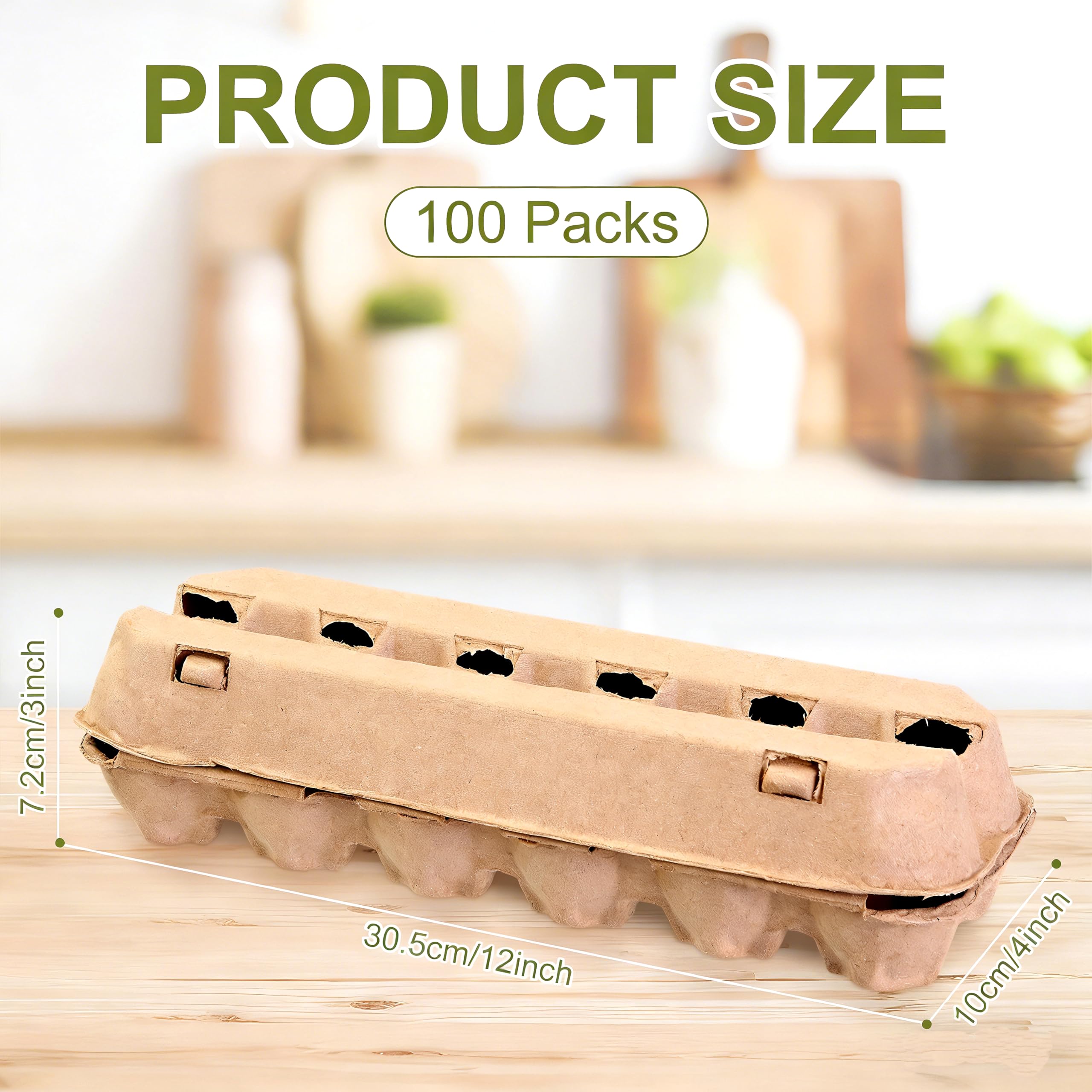 Zhanmai 100 cajas de huevos con ventilación de aire a granel con capacidad para hasta 12 huevos, fuerte y resistente, material de cartón de pulpa natural, caja de huevos