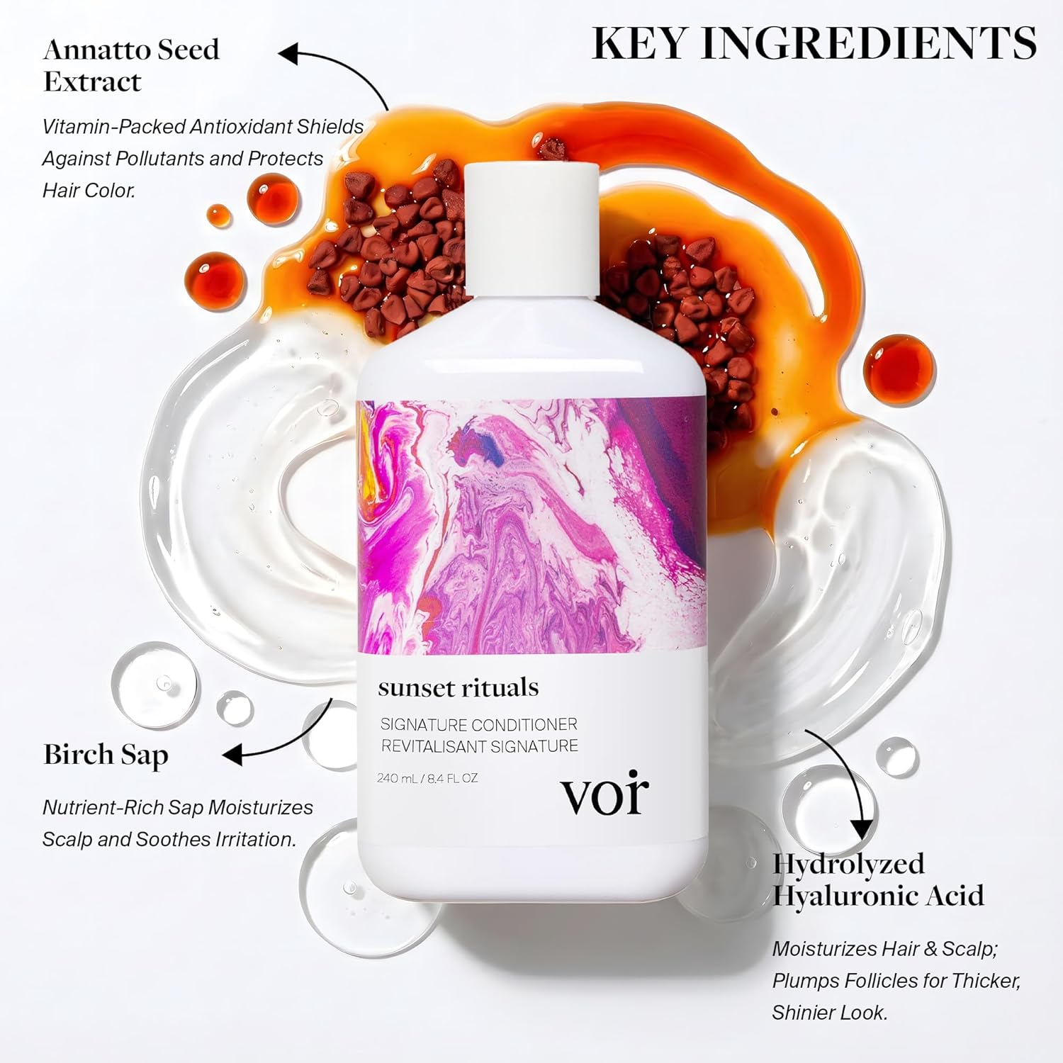Voir Haircare Hydrating Hair Conditioner with Hyaluronic Acid & Lactic Acids for Intense Moisture, Daily Deep Conditioner to Smooth Frizz, Restore Hair Shine, & Strengthen Dry Damaged Hair, 8.4 FL Oz