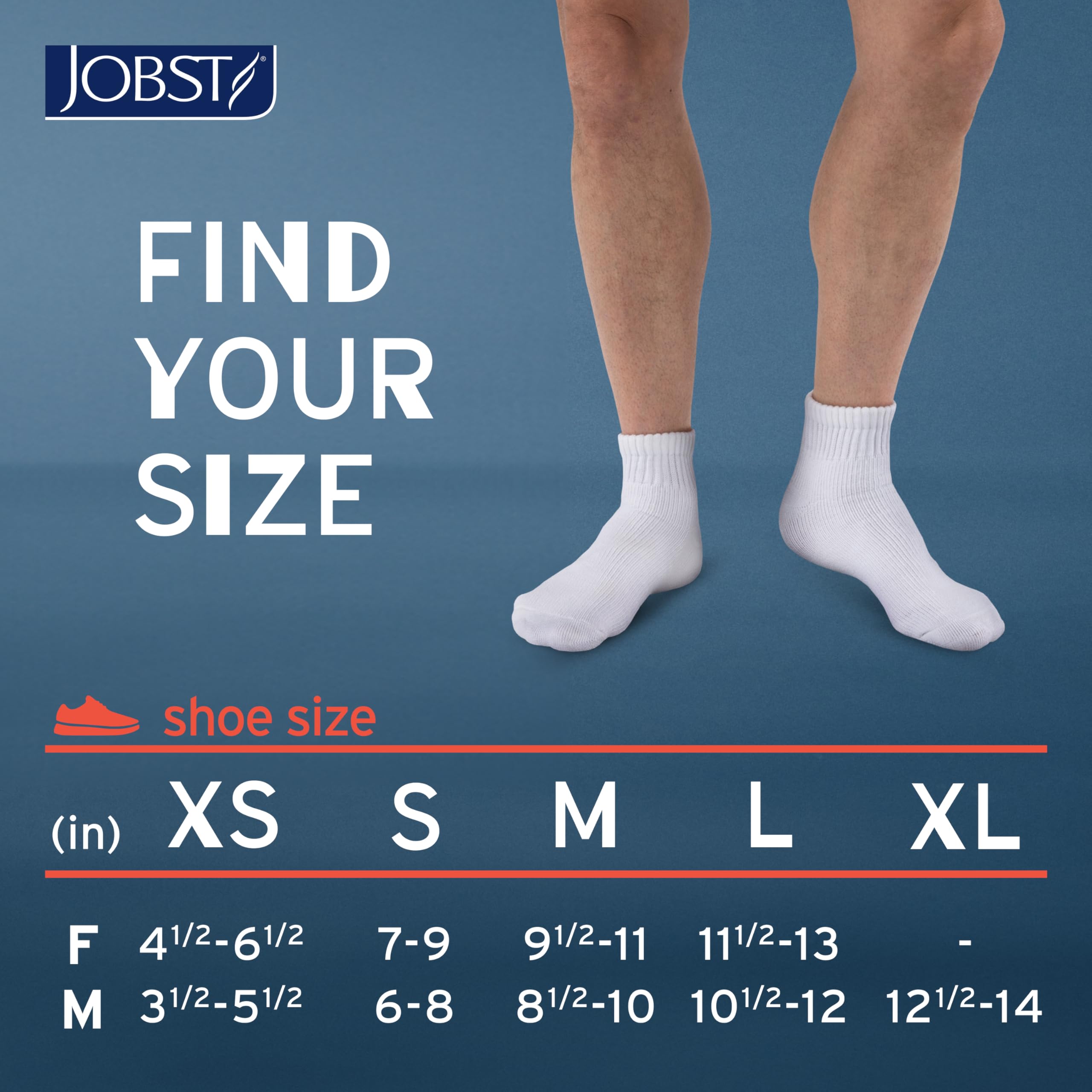 JOBST SensiFoot Diabetic Support Socks for Men and Women with Seamless Toe and Moisture Management - Extra Padding in Toe, Foot, and Heel Area - Mini Crew - Closed Toe - White, X-Large