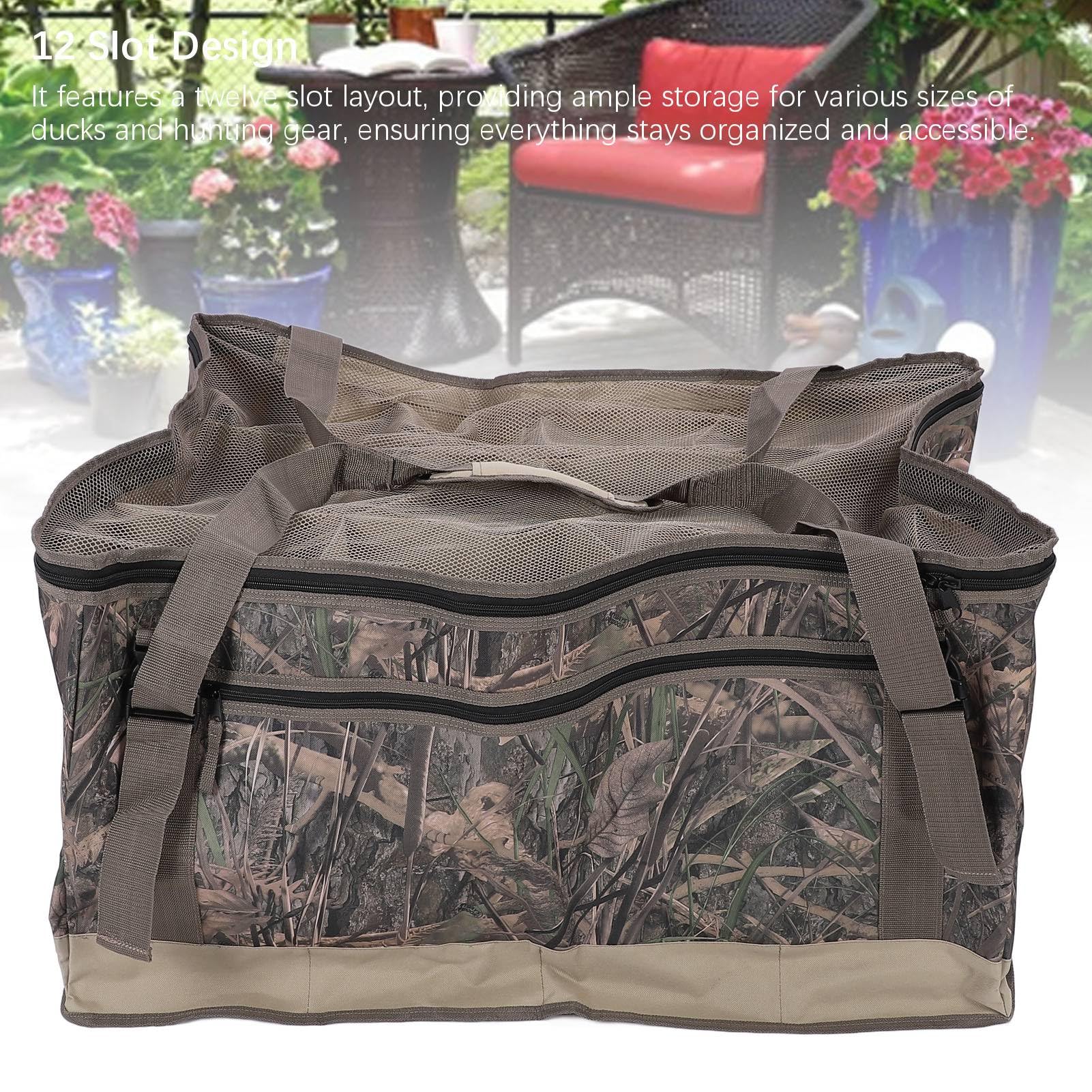 aqxreight Bolsa de Pato con Tapa con Cremallera, 12 Ranuras, Tela Oxford 600D, Bolsa de Pato EVA para Exteriores, Se Mantiene accesible. Patos Doce para Tamaños Equipo Amplio Que Garantiza la Patos