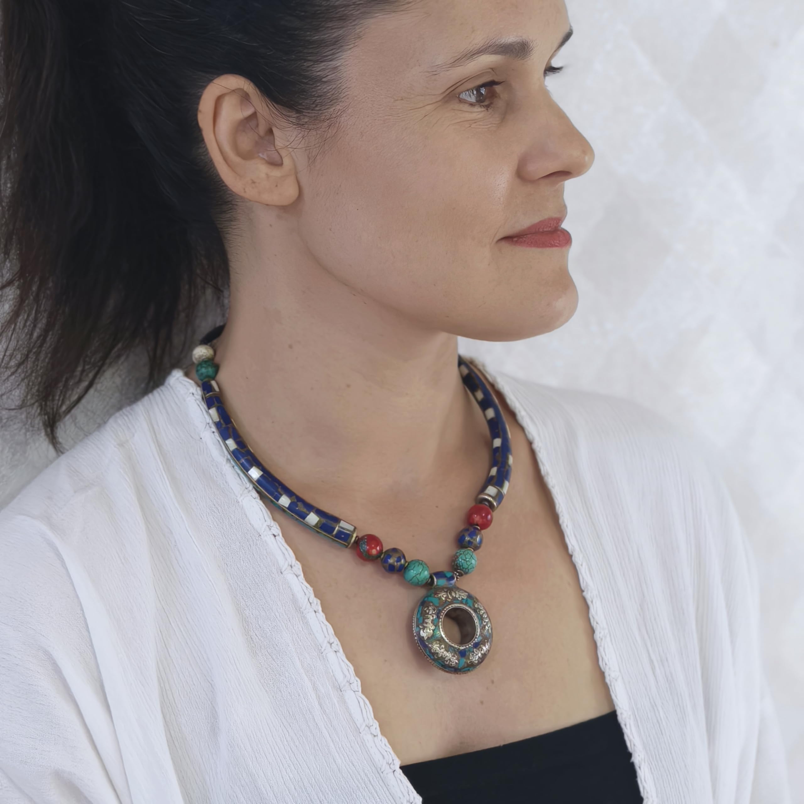 Pendente Kragen Boho Statement Rotondo Collana Etnica