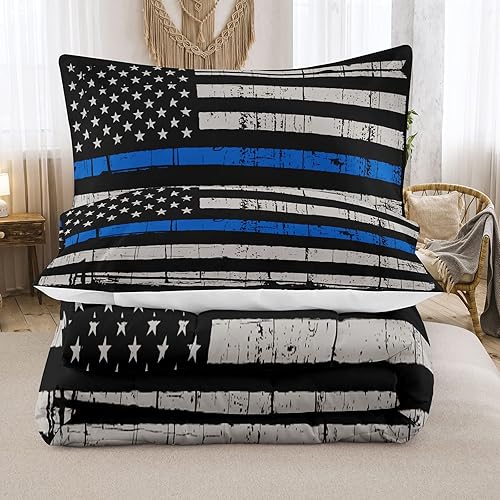 Miniatura 4 de NINENINE Juego de ropa de cama de edredón de bandera estadounidense tamaño individual para niños y adolescentes, juego de ropa de cama con patrón de
