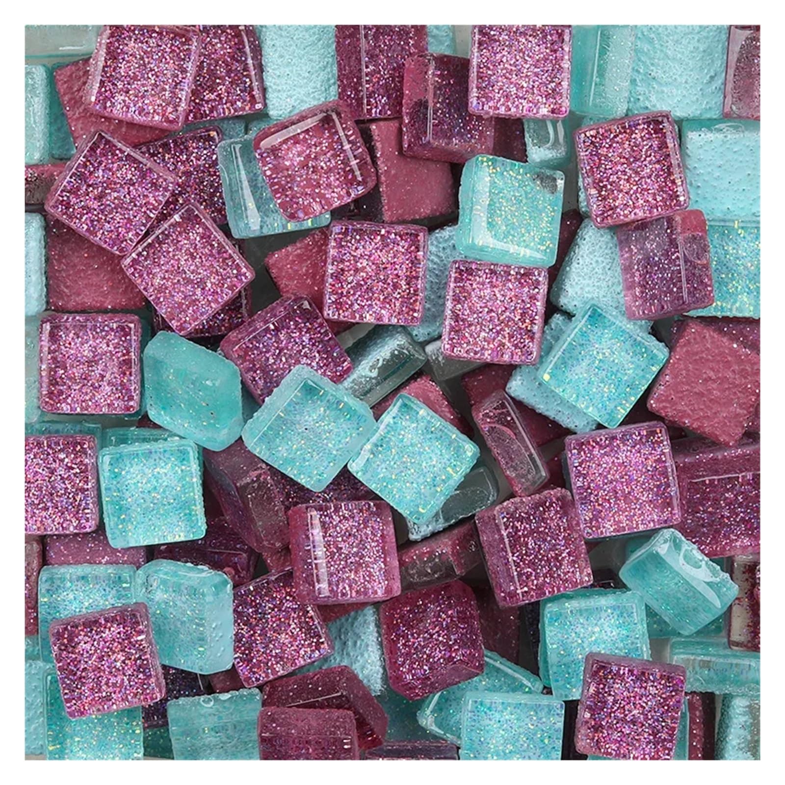Sppeoukj Color7 50Pcs Diy Mix Color Glitter Glass Mosaic Stones Mosaic Tiles Glass Pebbles Crafts Material Puzzle(Color7)
