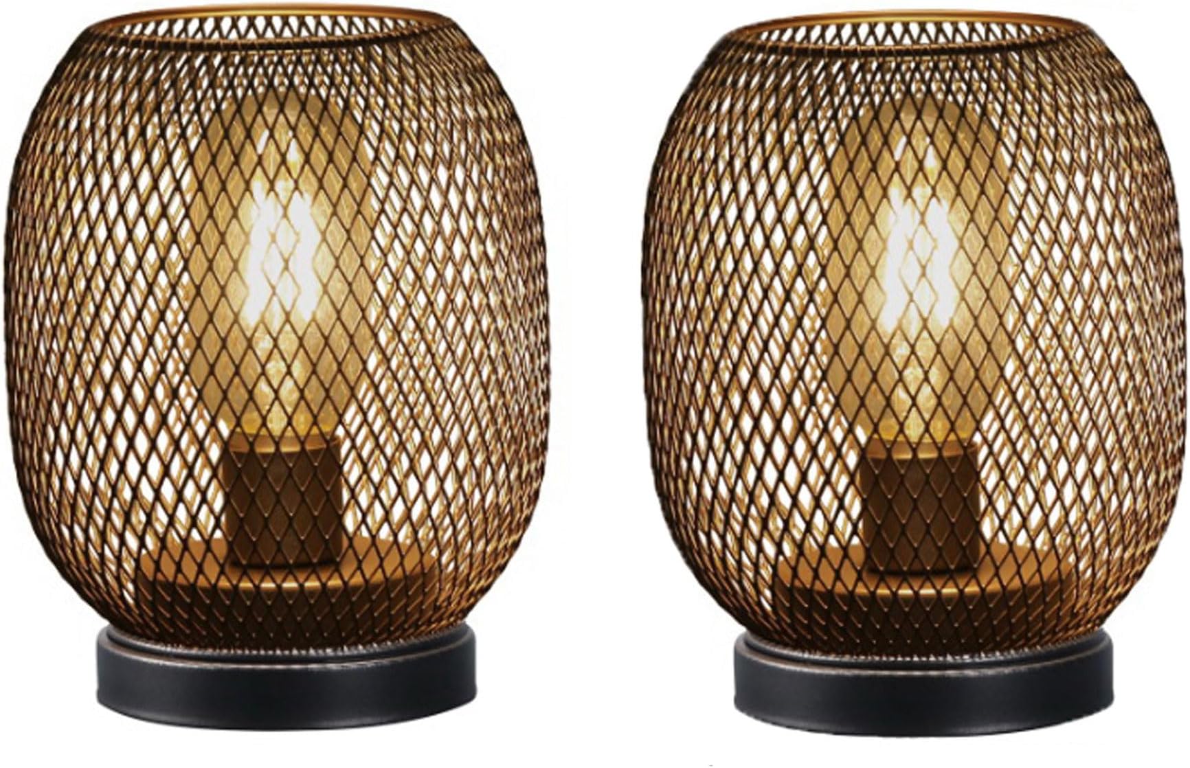 Set of 2 Metal Cage LED Lantern Battery Powered