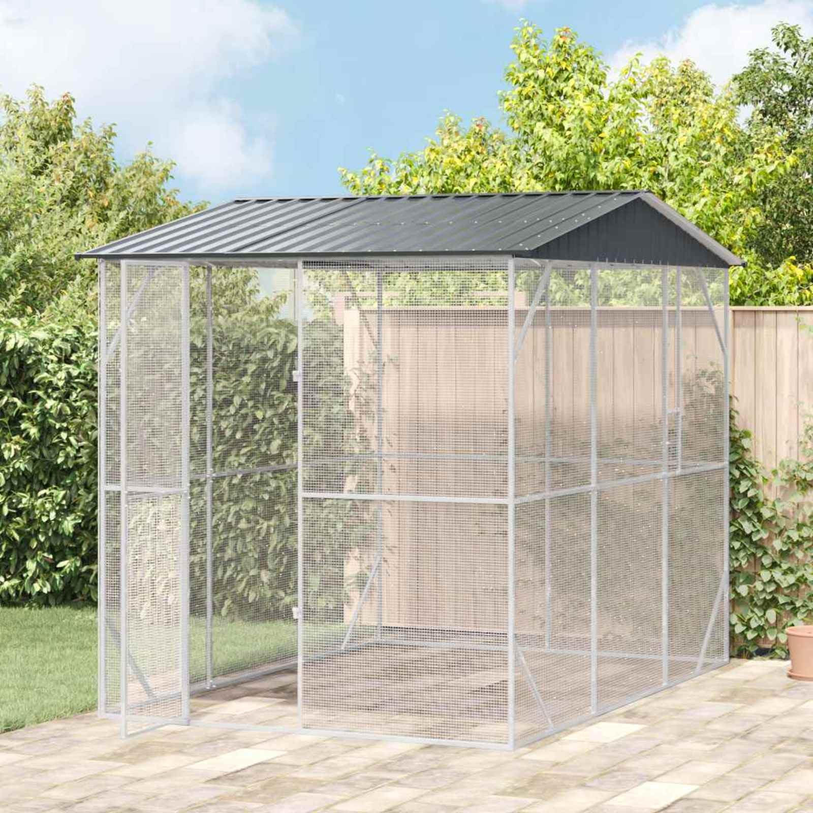 Generisch Vogelkäfig Anthrazit 227 x 310 x 247 cm Verzinkter Stahl,Tier- & Haustierbedarf,Haustierbedarf,Vogelbedarf,Vogelkäfige & -ständer-3325160