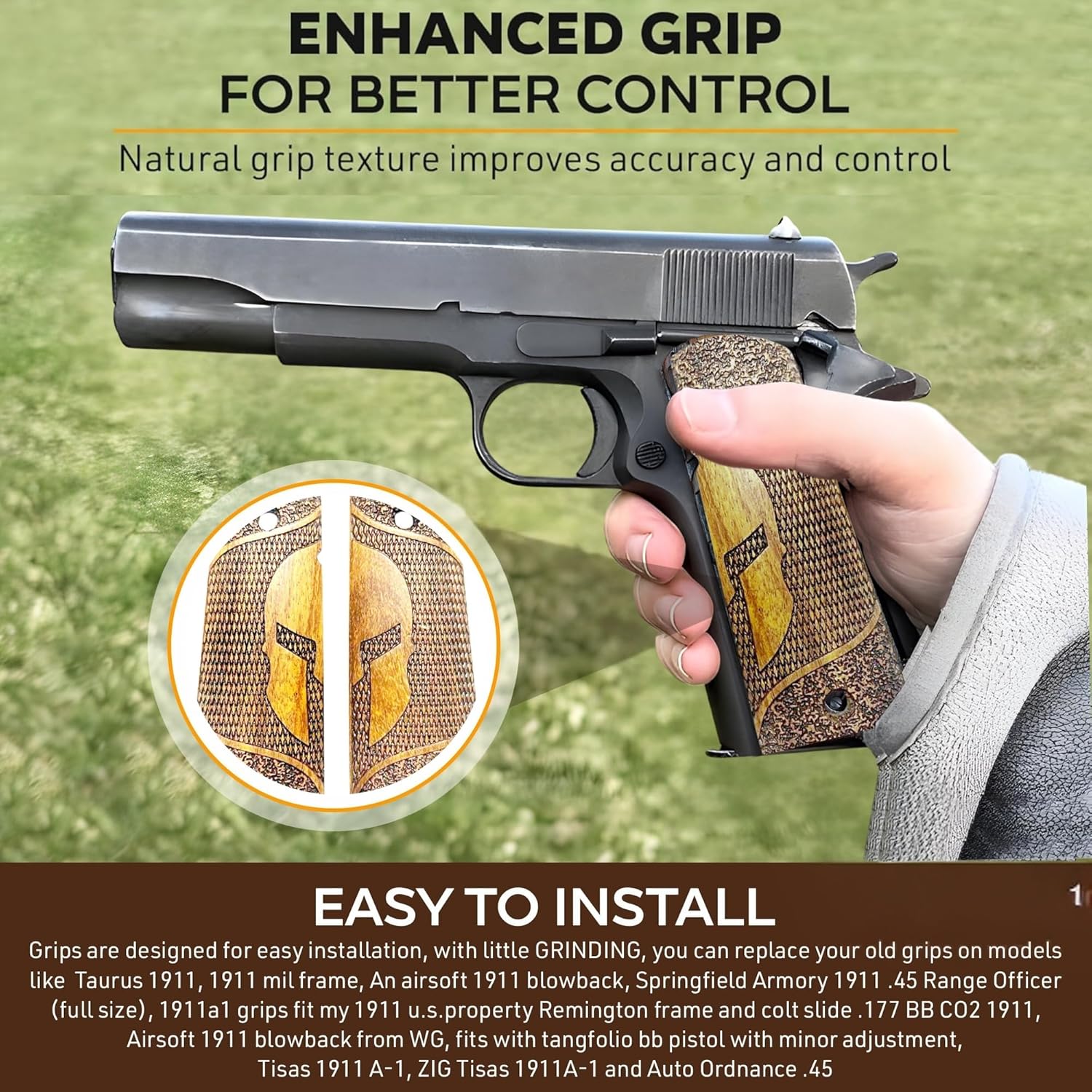WWII US M1911 / 1911 .45 Wooden Grips - Reproduction