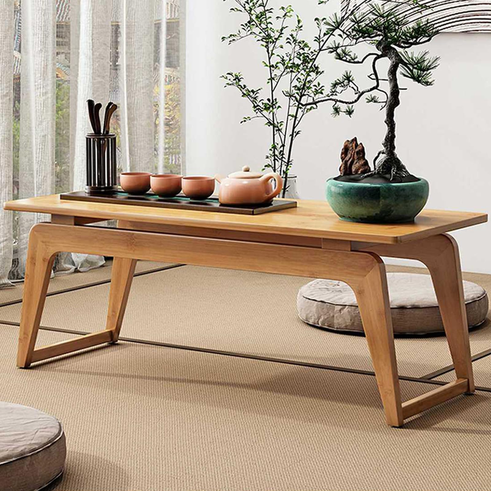 Mesa baja japonesa para suelo ideal para ganar espacio en salas