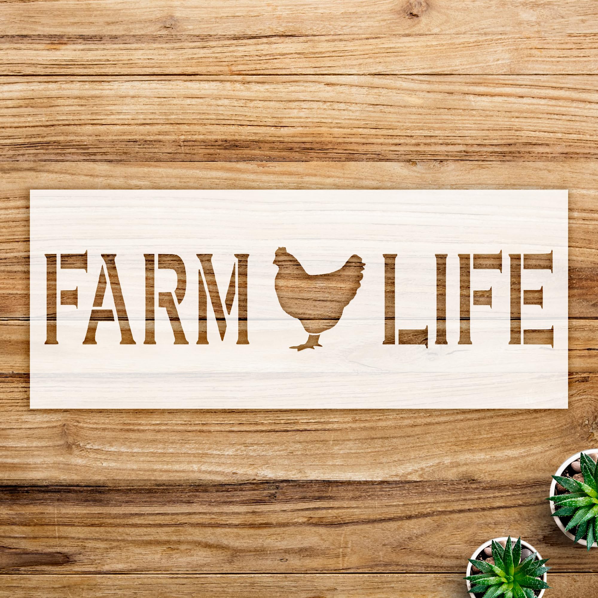 Chicken Farmhouse Stencil Pattern for Wood Signs and Home Decor, Reusable Mylar Template for DIY Crafts and Painting Projects - Size A2 (23.4