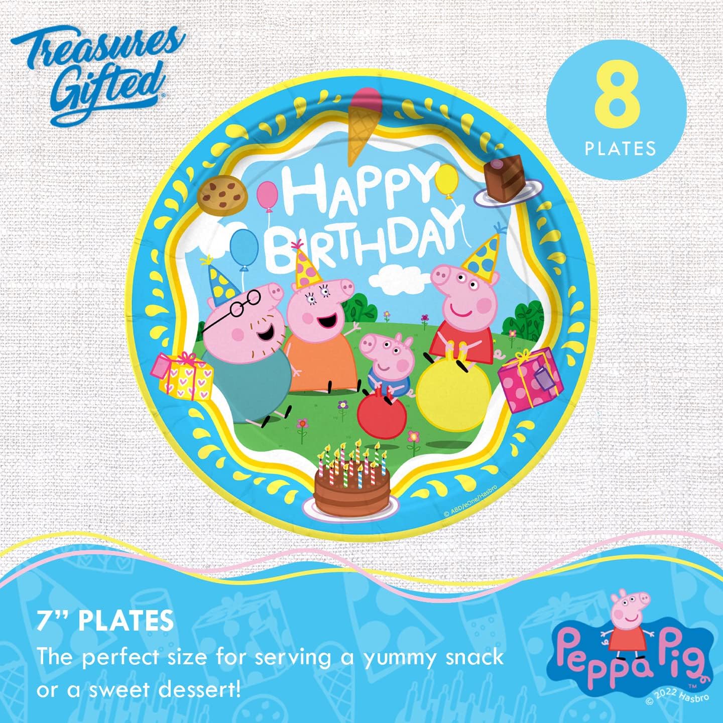 Treasures Gifted Officially Licensed Peppa Pig Dessert Plates 8ct - 7 Inch Peppa Pig Party Plates - Peppa Pig Birthday Party Supplies - Peppa Pig Paper Plates - Peppa Pig Plates for Birthday Party - Image 2