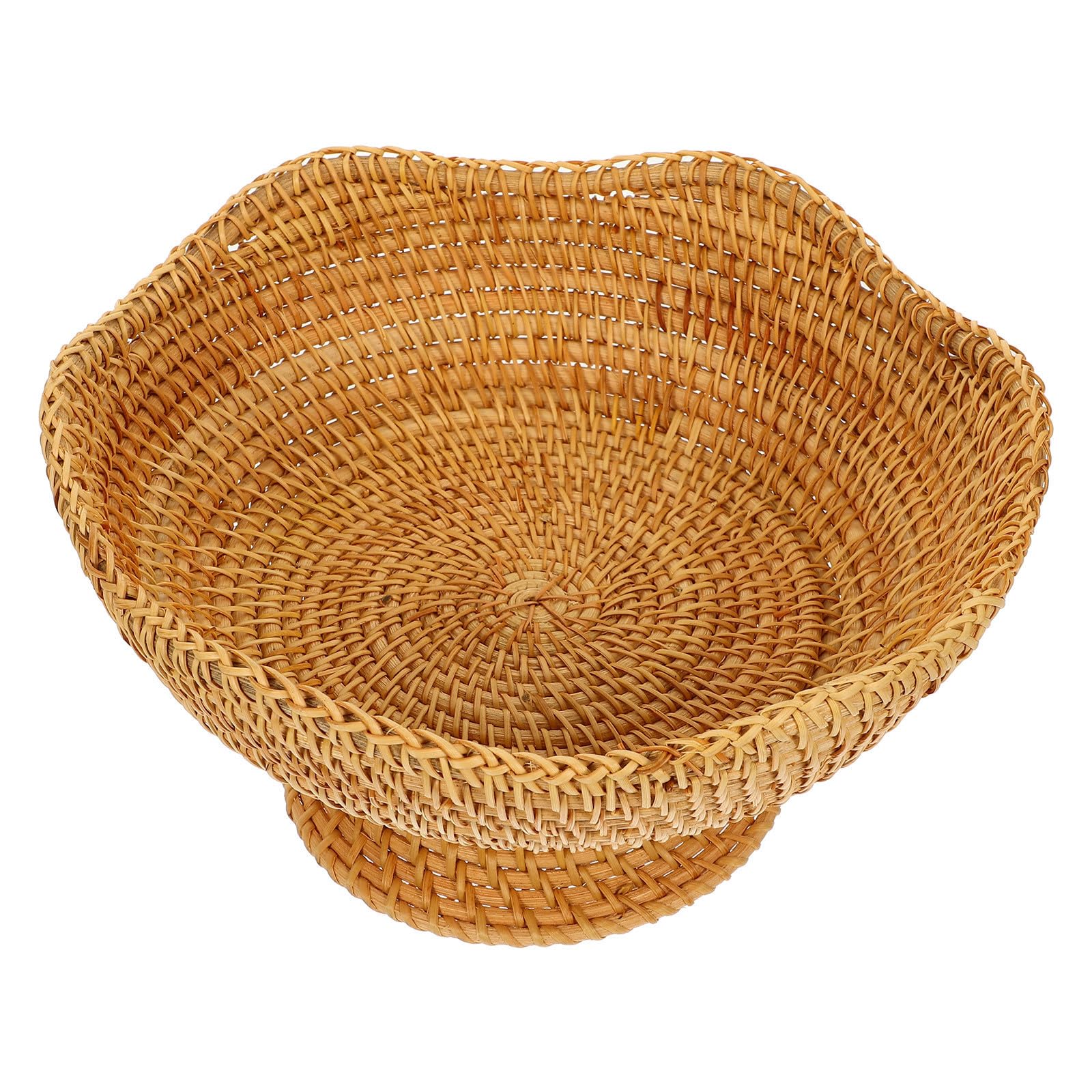 TOPBATHY Cesta de Almacenamiento Tejida Redonda de Ratán Base Alta 25 CM