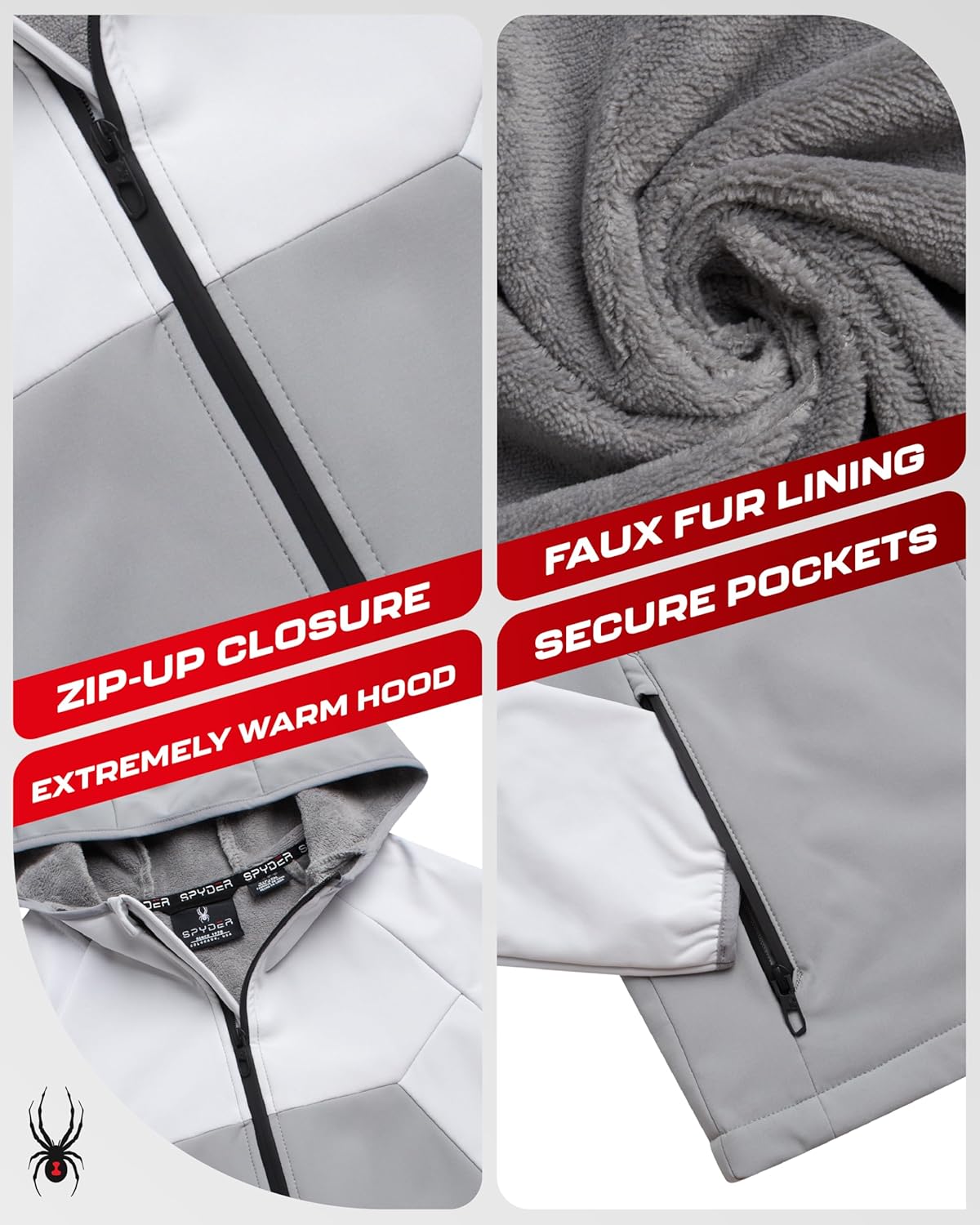 Spyder Mens Softshell Jacket - Faux Fur Lined Water Wind Resistant Performance Mens Fleece Jacket for Hiking Running Jogging - Image 5