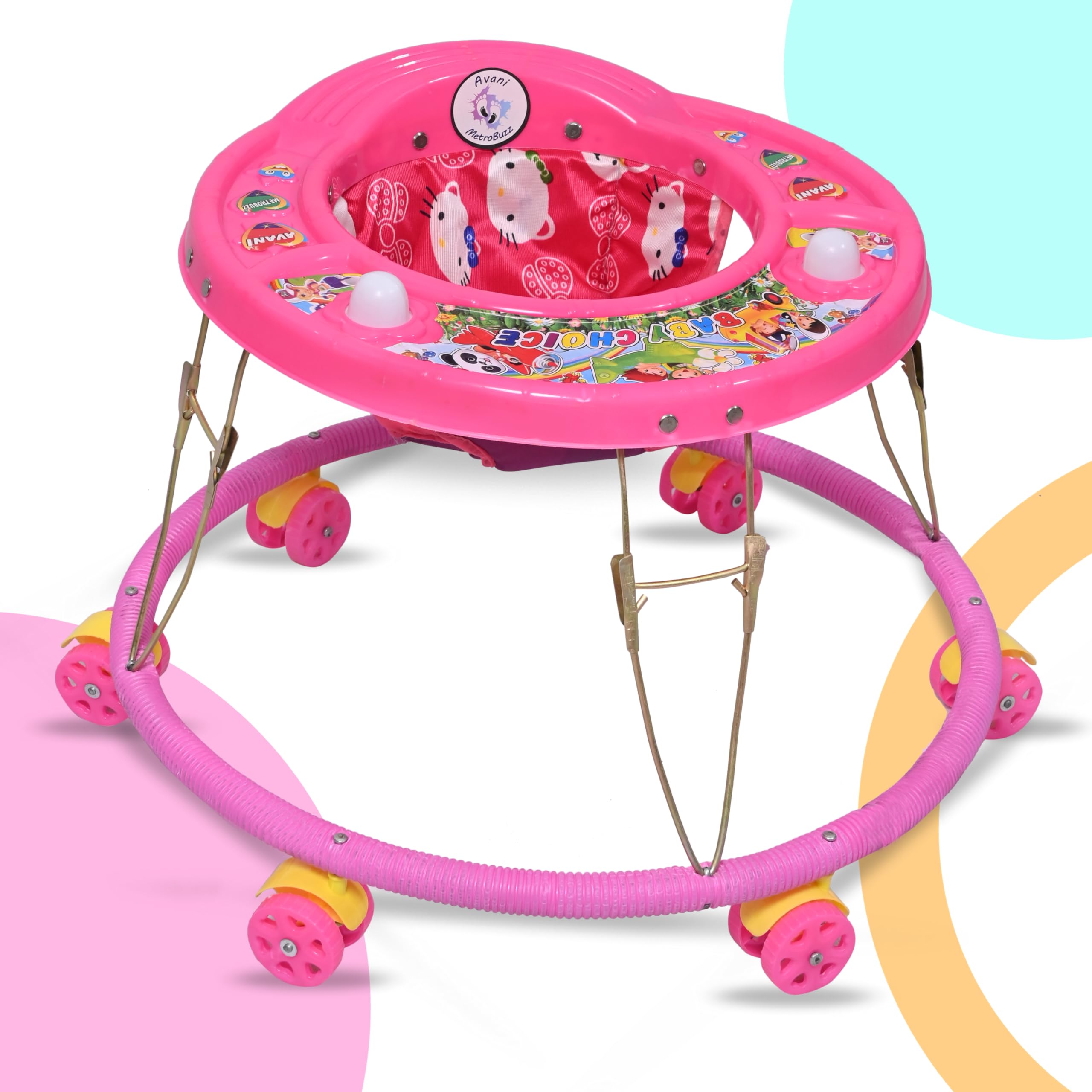 AVANI METROBUZZ Baby Activity Play Foldable Walker with Chu-Chu Toy-Bar (Pink) - Image 2 thumbnail
