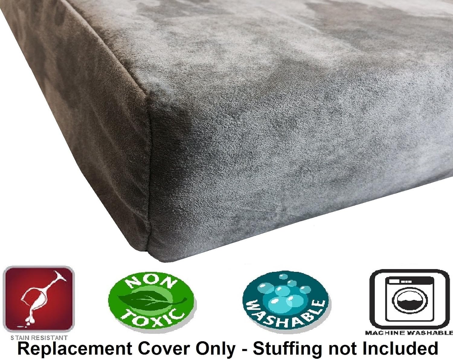 Dogbed4less 55X47X4 inches Jumbo XXXL Size : Suede Fabric External Replacement Cover in Gray Color with Zipper Liner for Dog Pet Bed Pillow or pad - Replacement Cover only : Pet Supplies