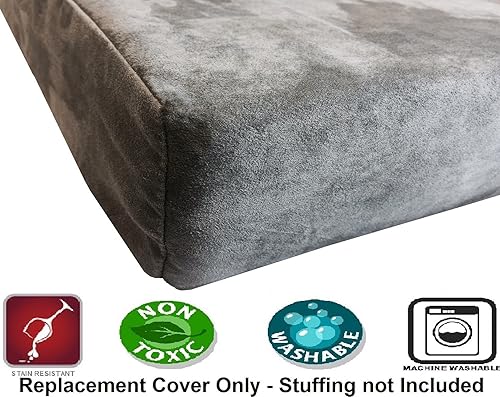 Miniatura 3 de Dogbed4less 55 x 37 x 4 pulgadas. Tamaño XXL funda de repuesto externa de tela de gamuza en color gris con forro de cremallera para almohada o