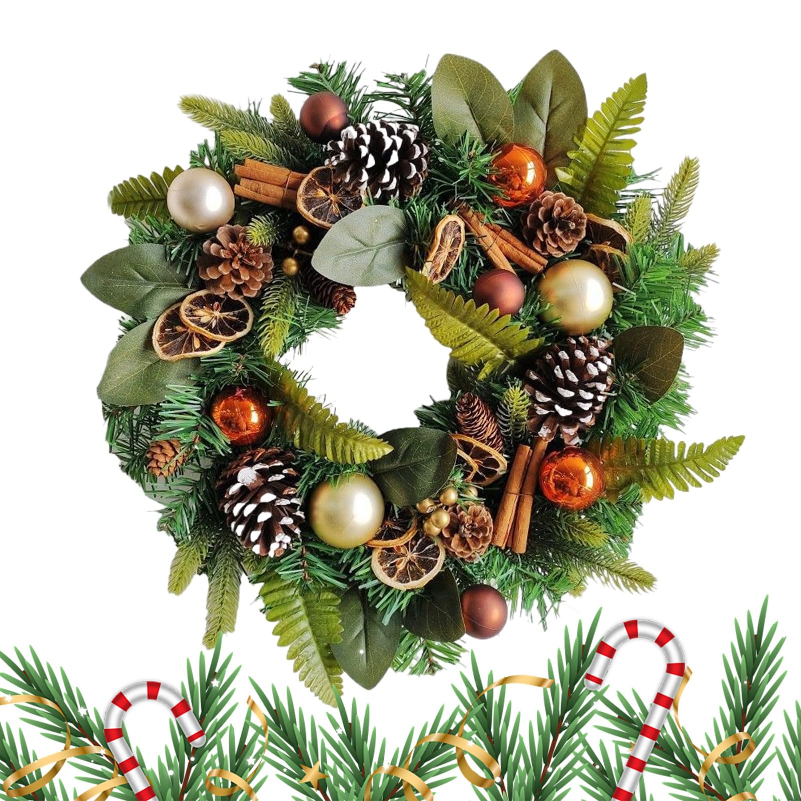 Couronnes de Noël artificielles et pommes de pin déco maison