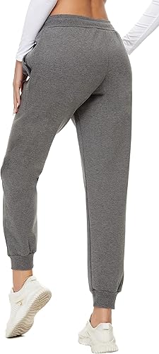 Miniatura 9 de MOUEEY Pantalones deportivos súper cálidos con forro de sherpa para mujer pantalones deportivos de vellón con bolsillos con cremallera