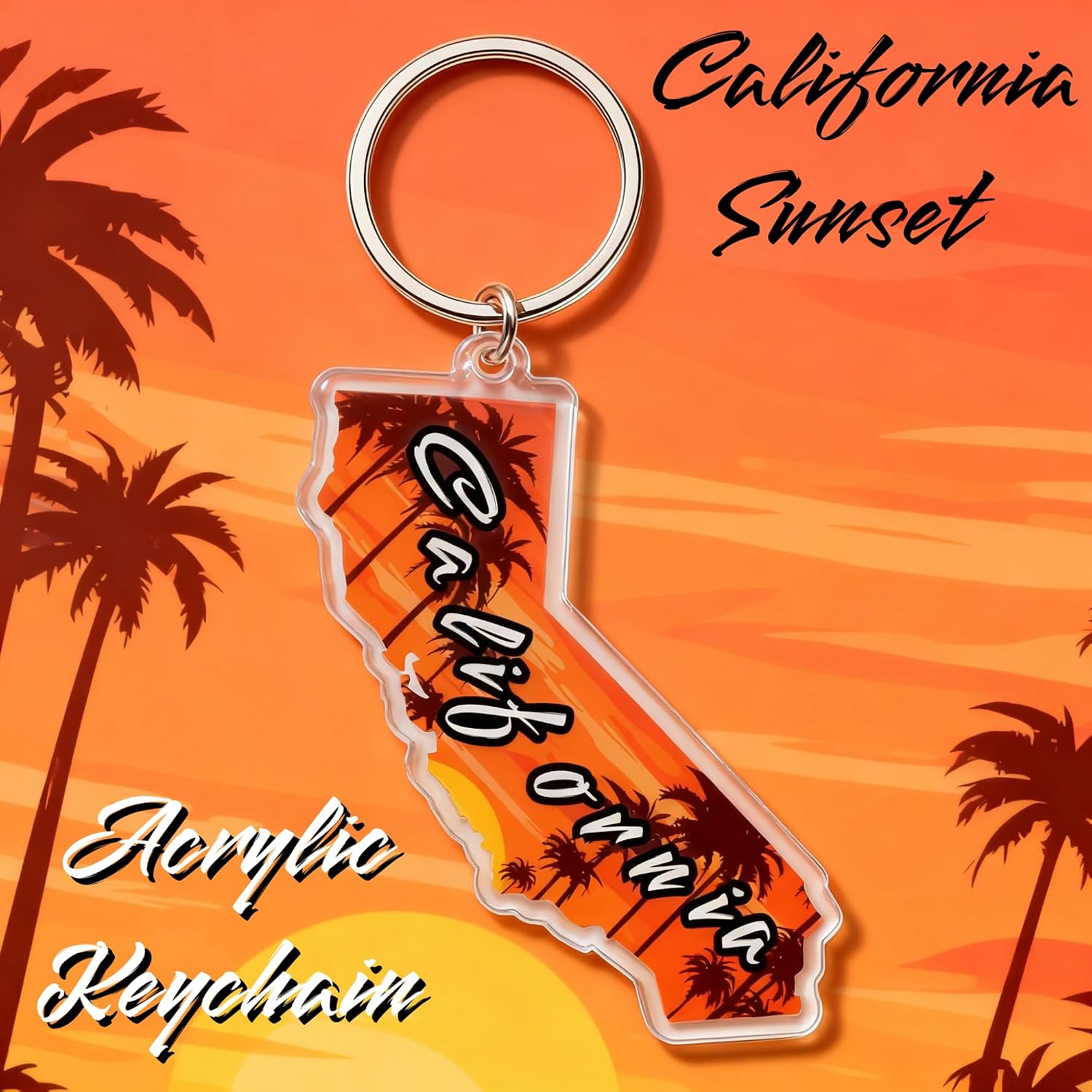 California Souvenirs State Keychain - Durable Key Ring And Key Holder For Gifts,Souvenirs From Usa,Spot M