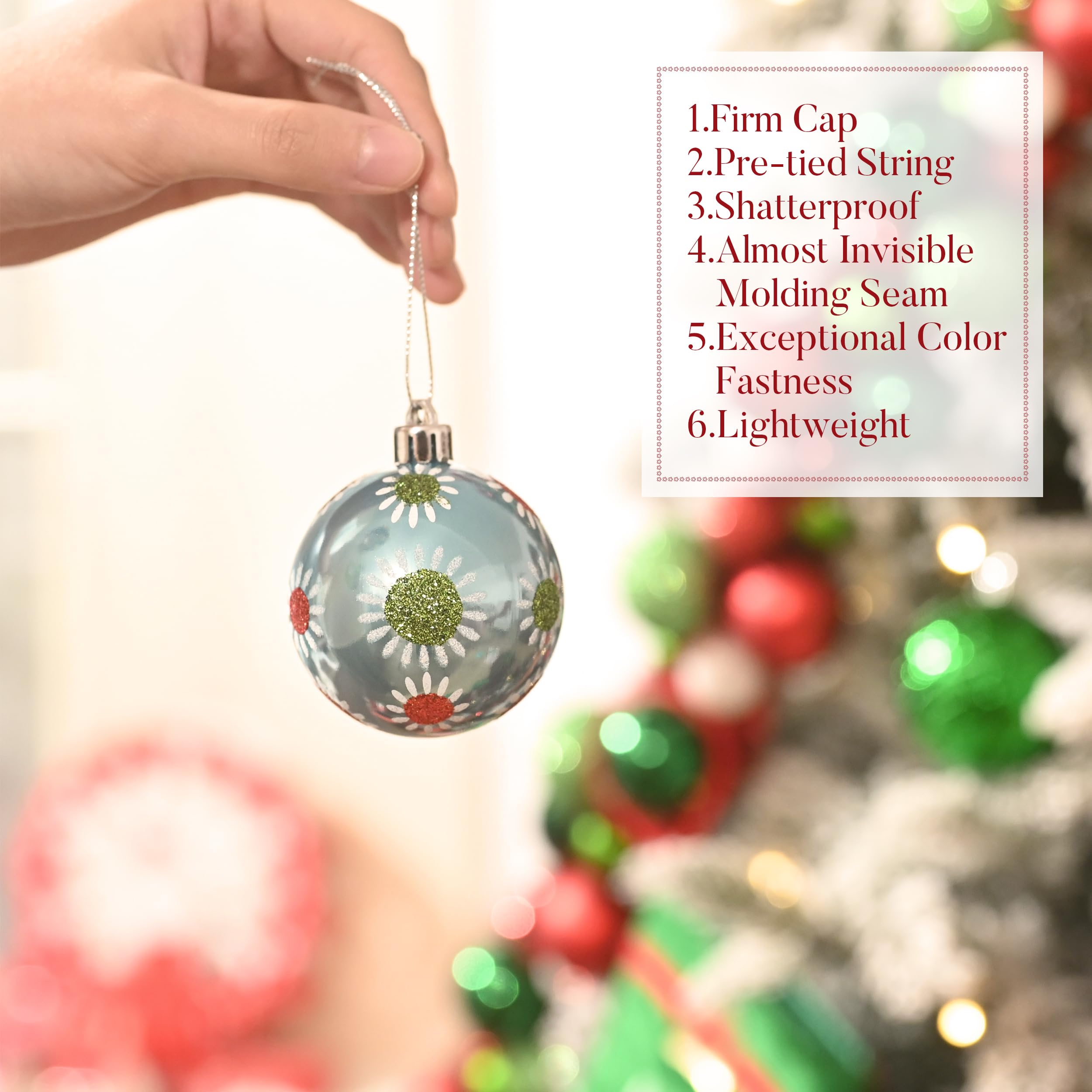 Valery Madelyn Lot de 16 boules de Noël incassables en forme d'elfe rouge, vert, blanc - 6 cm - Ornement décoratif fantaisiste à suspendre pour décoration de fête de Noël