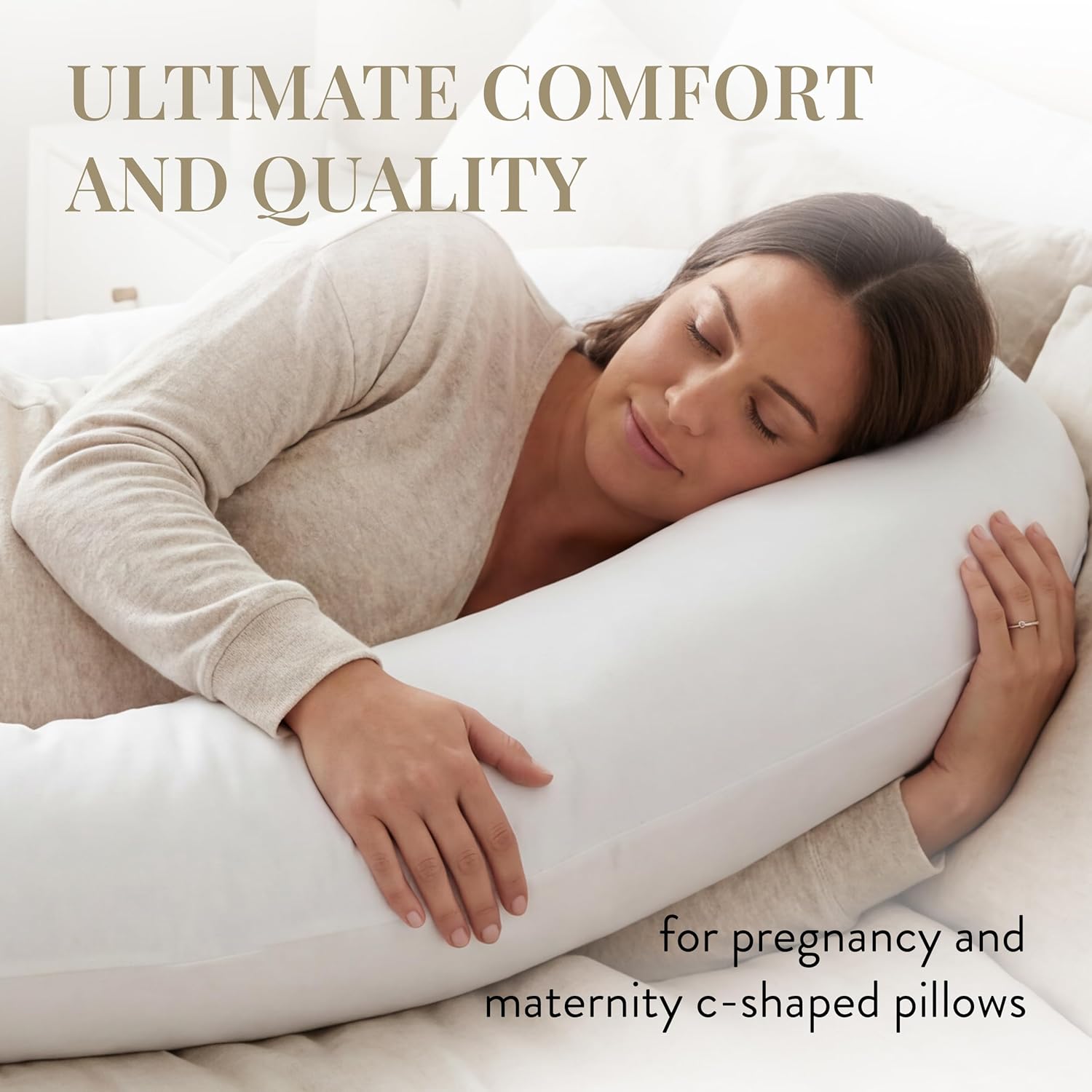 Betty Dain Stretch Jersey Pregnancy/Maternity Pillowcase C-Shape Compatible, 100% Cotton Jersey, Stretch Fabric, Machine Washable, 60" x 25" inches, White