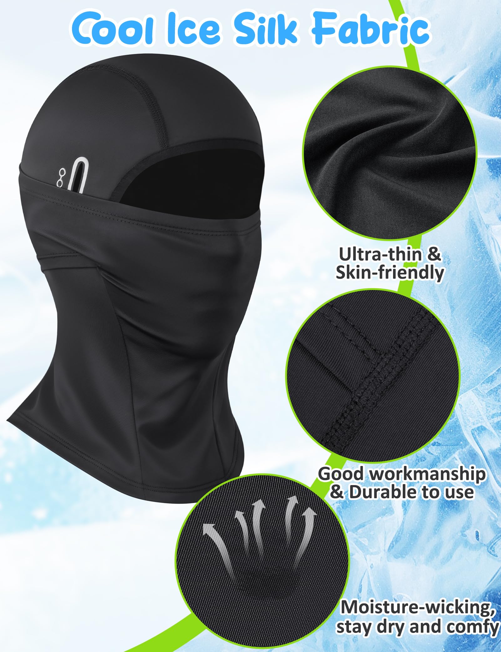 Becellen Passamontagna Estivo Bambini, Multifunzione Balaclava in Seta Ghiaccio Traspirante Leggero Maschera Sottocasco per Ragazzi Ragazze Sport Ciclismo - 4