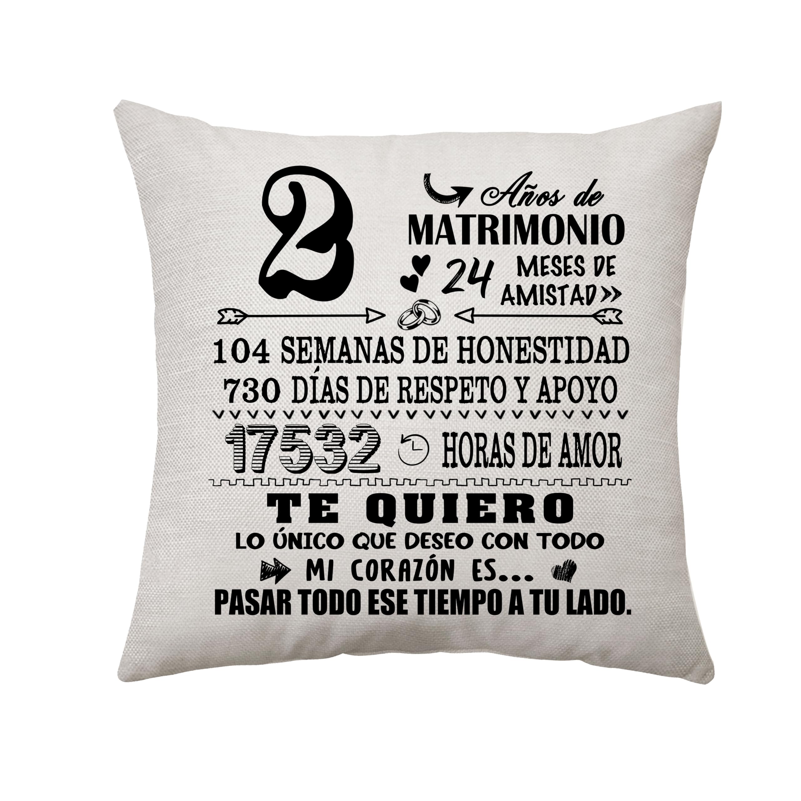 Regalo de 2 Años de Matrimonio Mujer Hombre Funda de Almohada Regalo de 2 Aniversario de Bodas Esposa Esposo Tío Tía Decoración Recuerdo Pareja San Valentin Regalo (2 Años)
