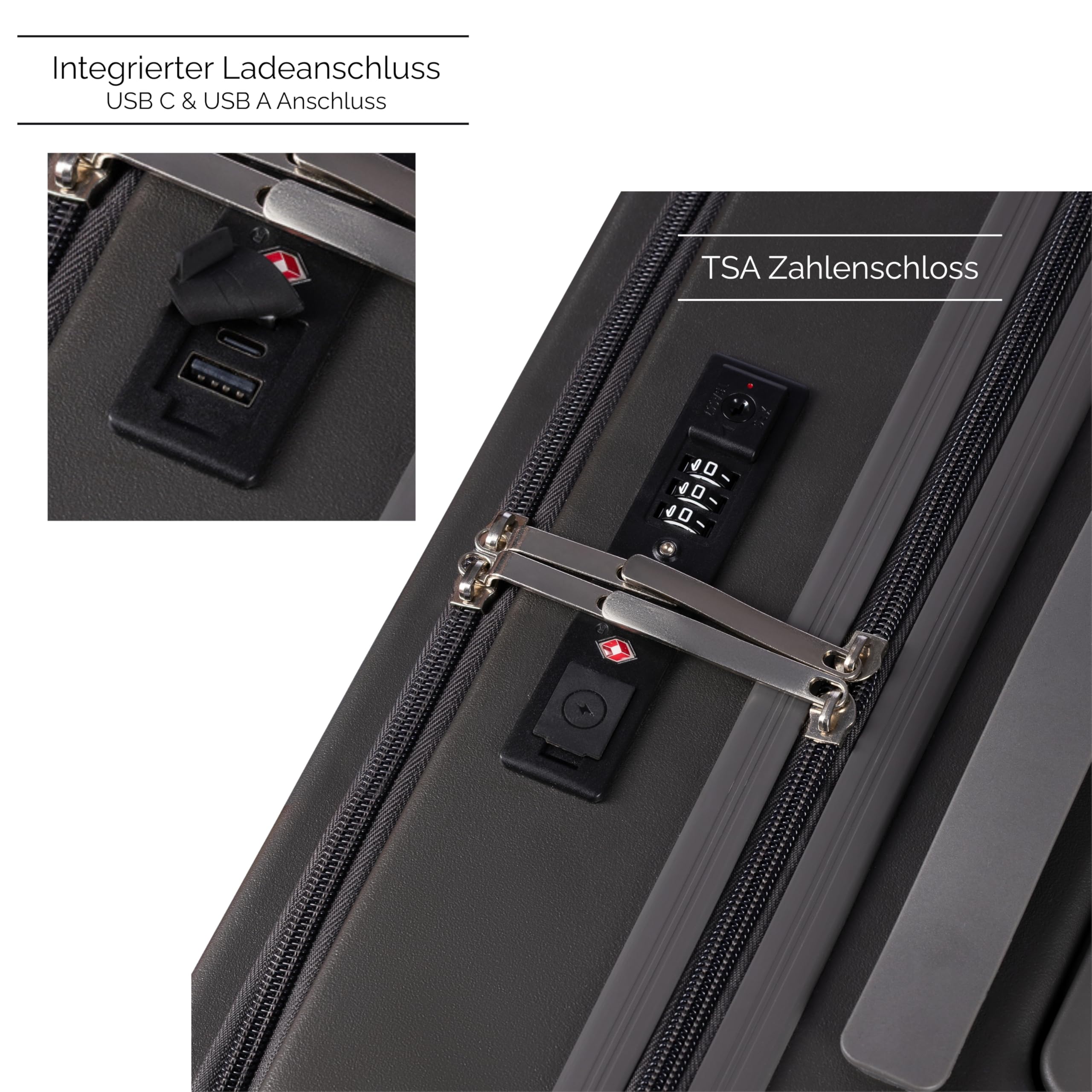 MAX & SONS Premium Business Trolley Kabinengepäck Leicht Rollen Koffer mit Laptopfach Handgepäck Reise Trolley für Geschäftsreisen