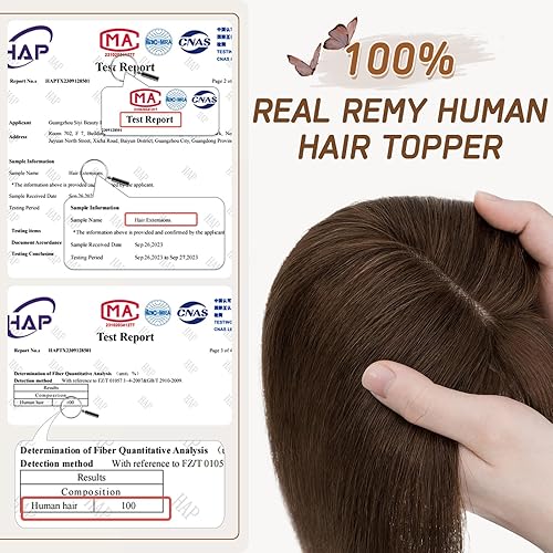 Miniatura 6 de Rich Choices 100 % cabello humano Remy para mujer, 12 pulgadas, color marrón oscuro #02, parte superior de cabello con clip en la parte superior