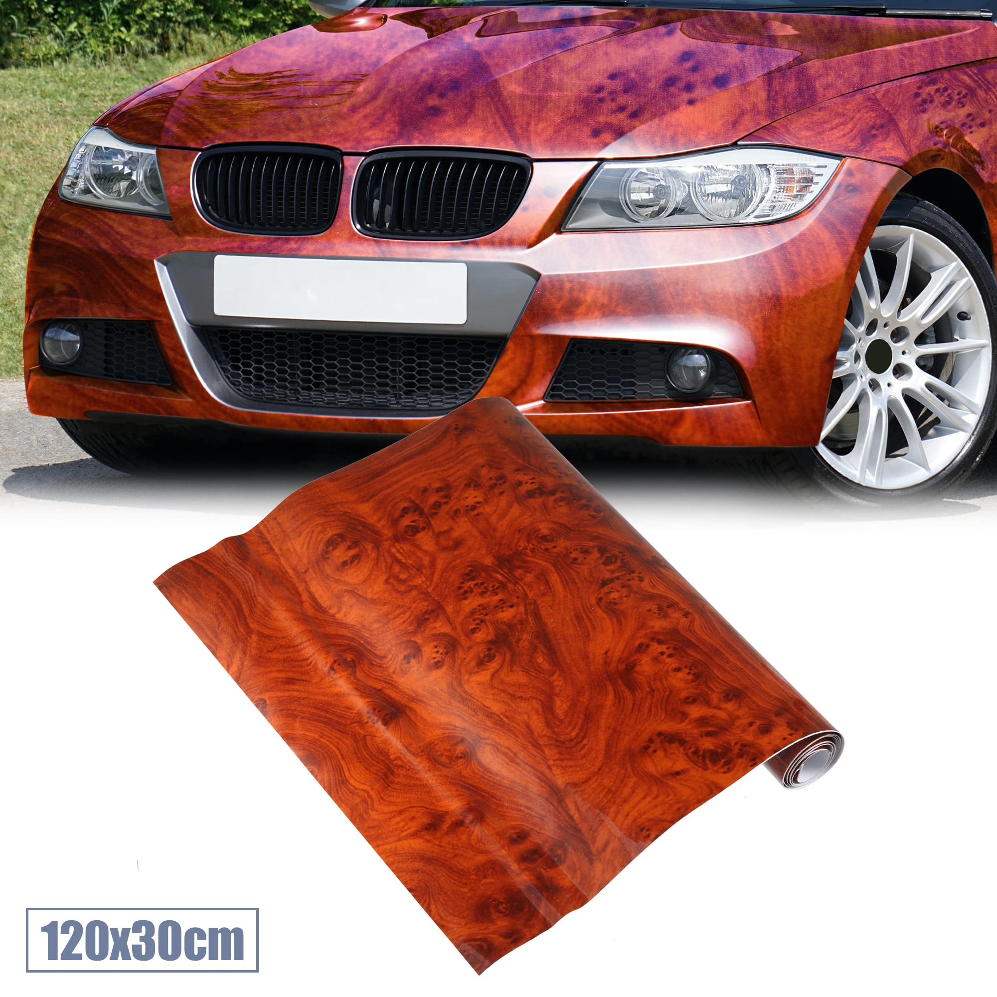 Film Adhésif PVC Marron Pour Voiture - Rouleau 100x30 Cm - Décoratif Et Protecteur