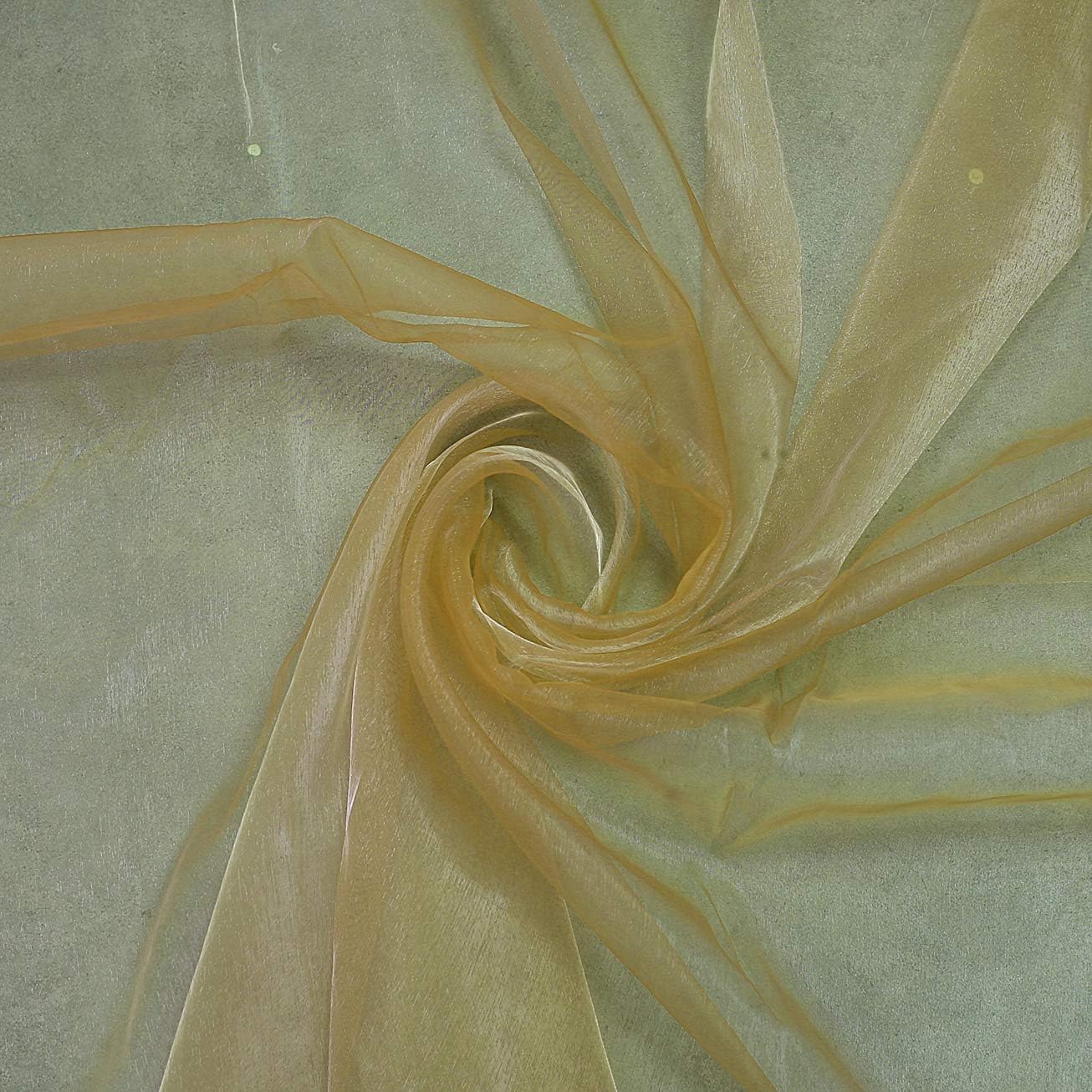 MDS Pack of 10 Yard Bridal Solid Sheer Organza Fabric Bolt for Wedding Dress,Fashion, Crafts, Decorations Silky Shiny Organza 44”- Champagne Gold