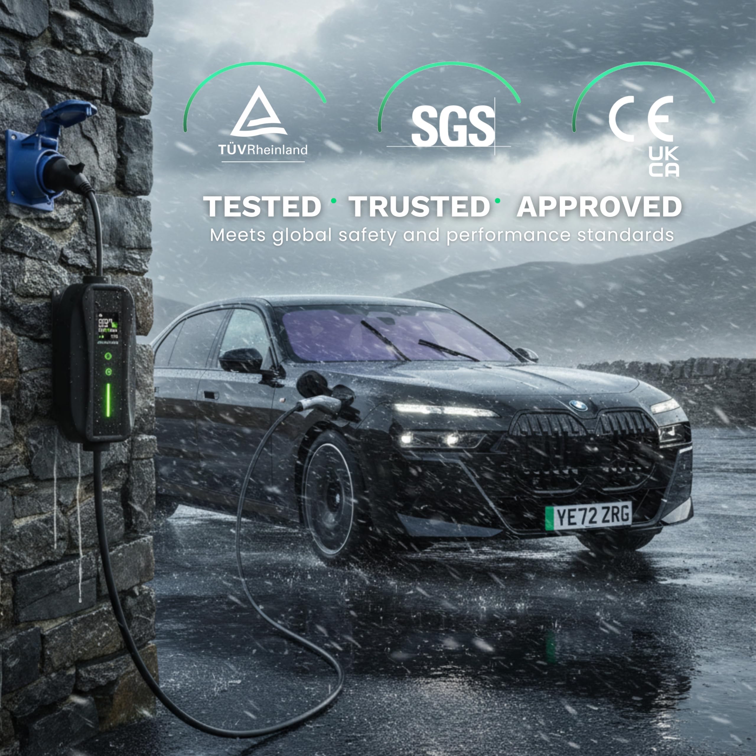 EV Charger CEE 32A Plug | Portable EV Charger Type 2, 3-7kW | Single Phase, Cabel, 6-32A | Electric Car Charger | Home Car Charger | Fast Charging, Compact, Travel-Friendly (7kW, 8 Meter) — view 6
