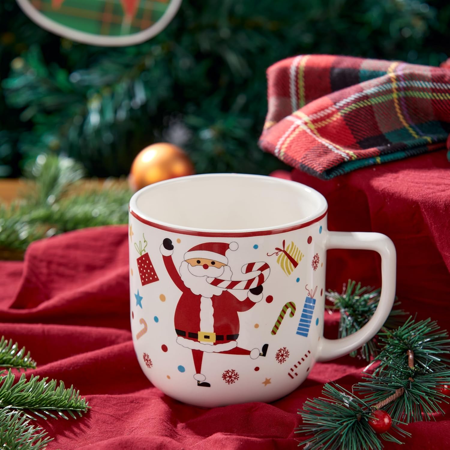 Bico Christmas Merry Crew Ceramic Mug Set of 4, Christmas Coffee Mugs, 19oz Holiday Cups for Tea, Cocoa, or Hot Drinks, Microwave & Dishwasher Safe - Image 4