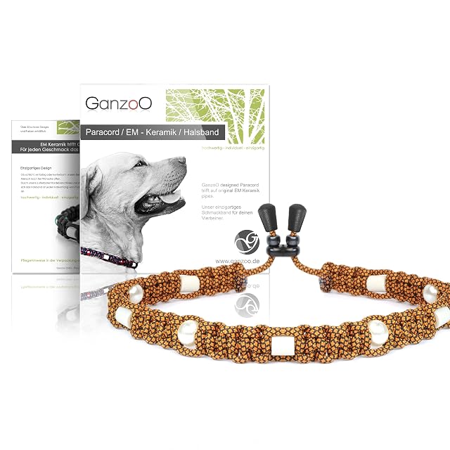 Ganzoo Collar de Adorno para Perros, Paracord 550 Trenzado con Perlas y cerámica EM Tubes, Suave y Ligero