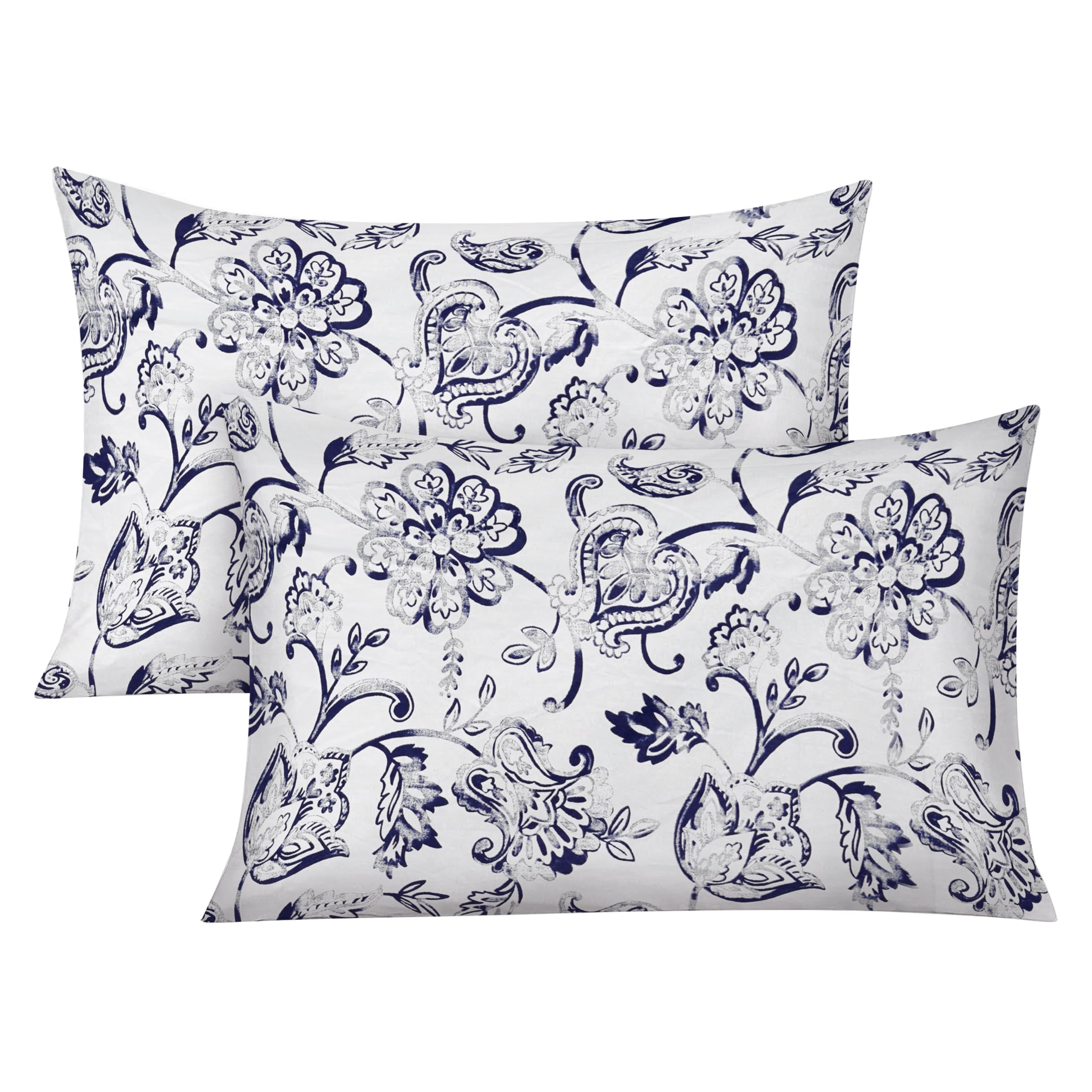 RAYBedding 2 Pack Pillowcase 100% Egyptian Cotton Pillow Covers 400 Thread Count Floral Printed Vintage Floral Pillow Cases 2 Pack โ image 1