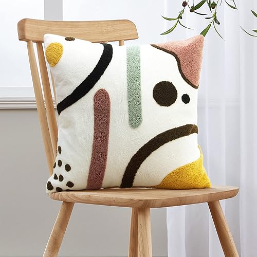 Miniatura 2 de Merrycolor Fundas de almohada coloridas bohemias de 18 x 18 pulgadas, copetudas, modernas, arte de líneas abstractas, lindas almohadas para