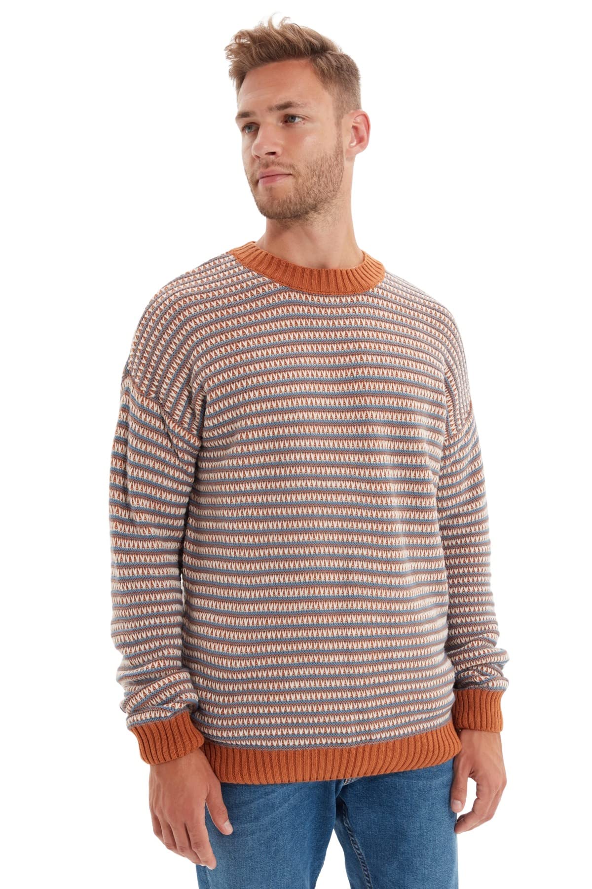 Trendyol Man Regular fit Basic Crew Neck Knitwear Sweater Camels