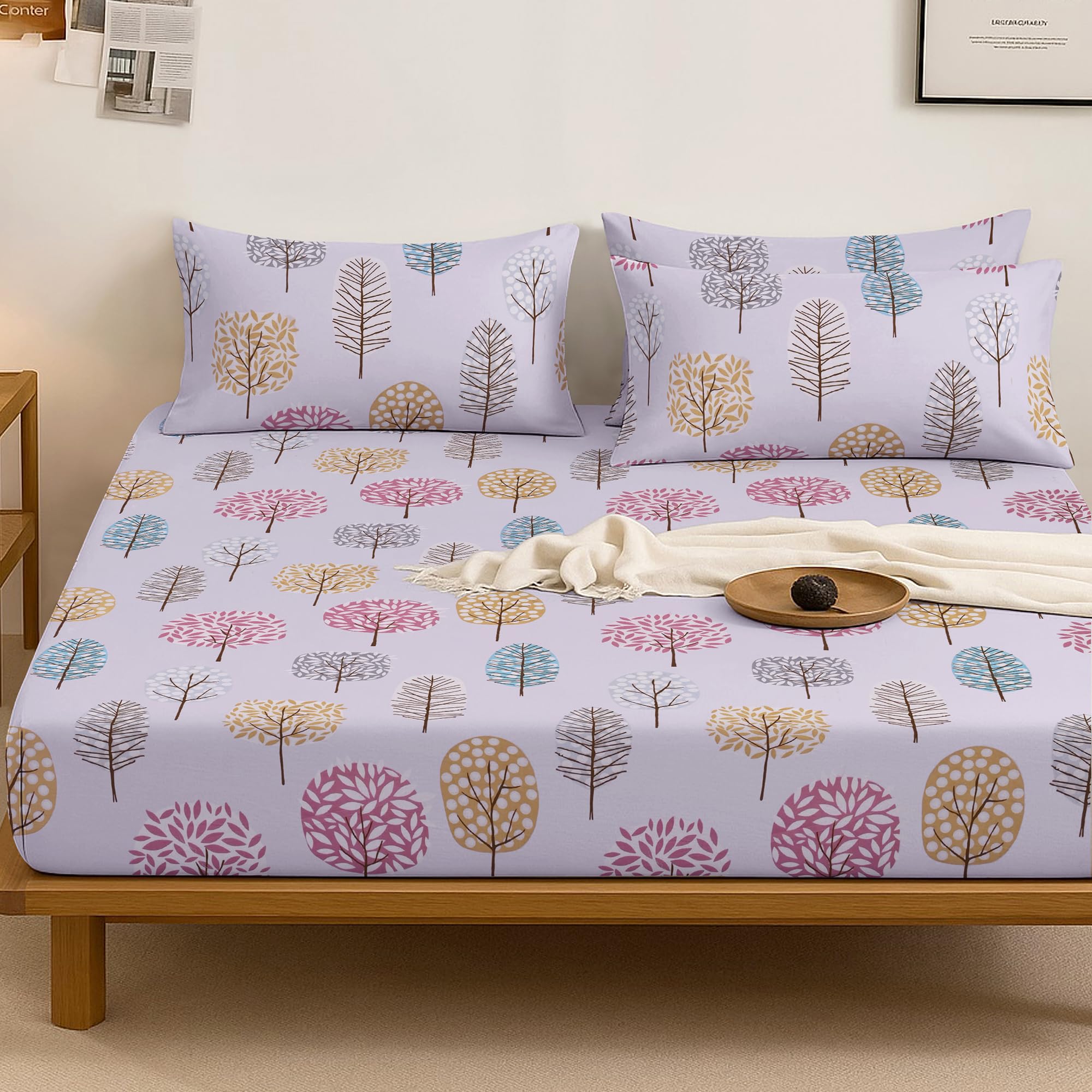 Bloombedding 35cm Deep 2 Pack Of Fitted Sheet King Size Bed – Strong & Durable Printed Fabric, Soft Luxury Fitted Sheet for King Size Mattress