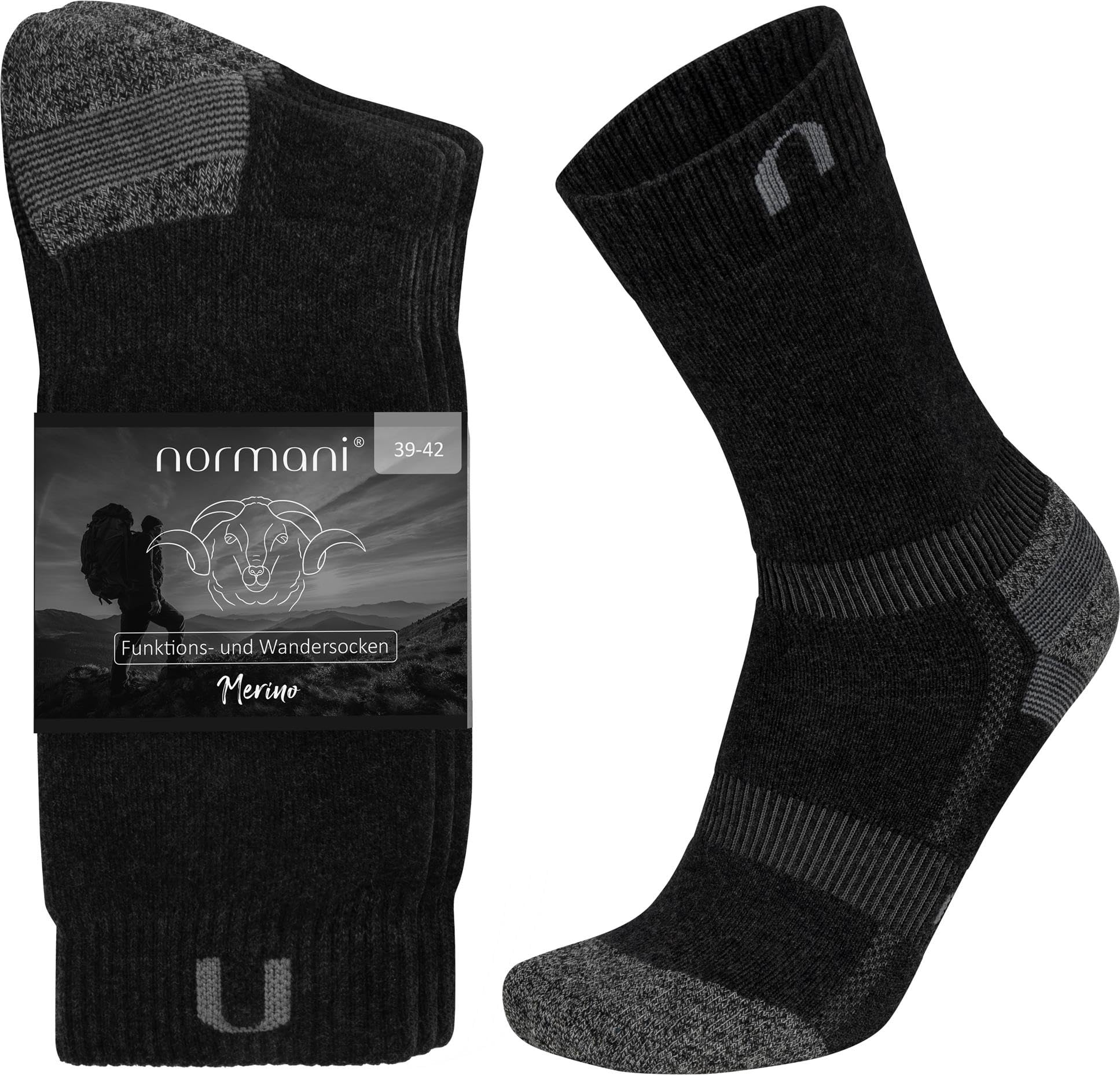 normani 2 Paar Wander- und Funktionssocken Outdoor Socken aus Merinowolle