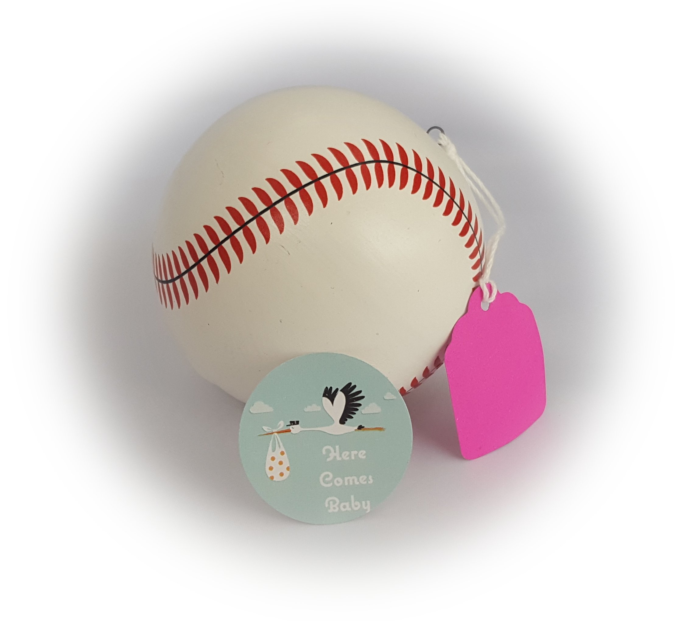 Premium Baby Girl Gender Reveal Exploding Baseball, Maximum Powder, Ceramic - Team Pink by Here Comes Baby