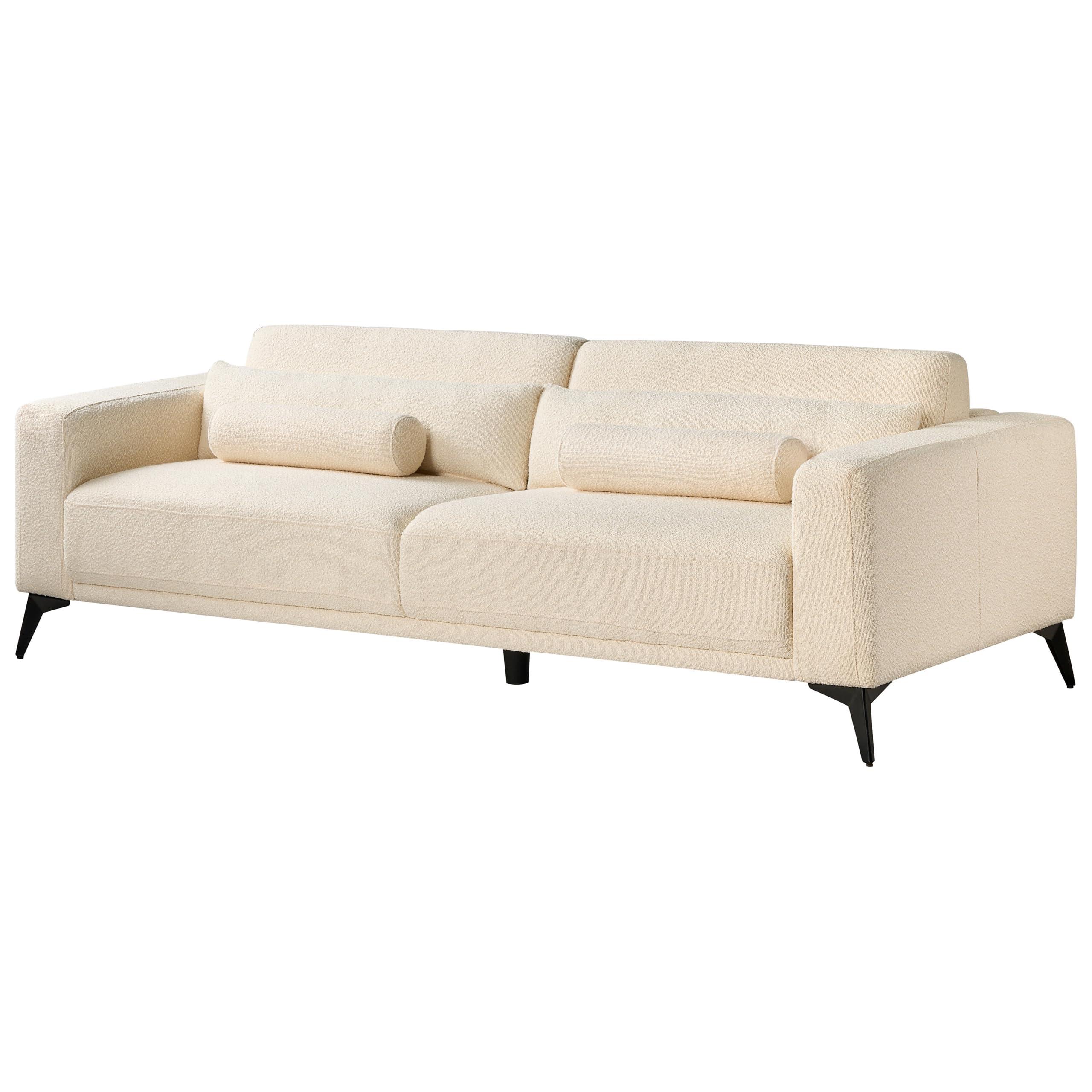 Beliani Sofa Bouclé Stoff Creme weiß 3-Sitzer gepolstert verstellbare Rückenlehne Ange
