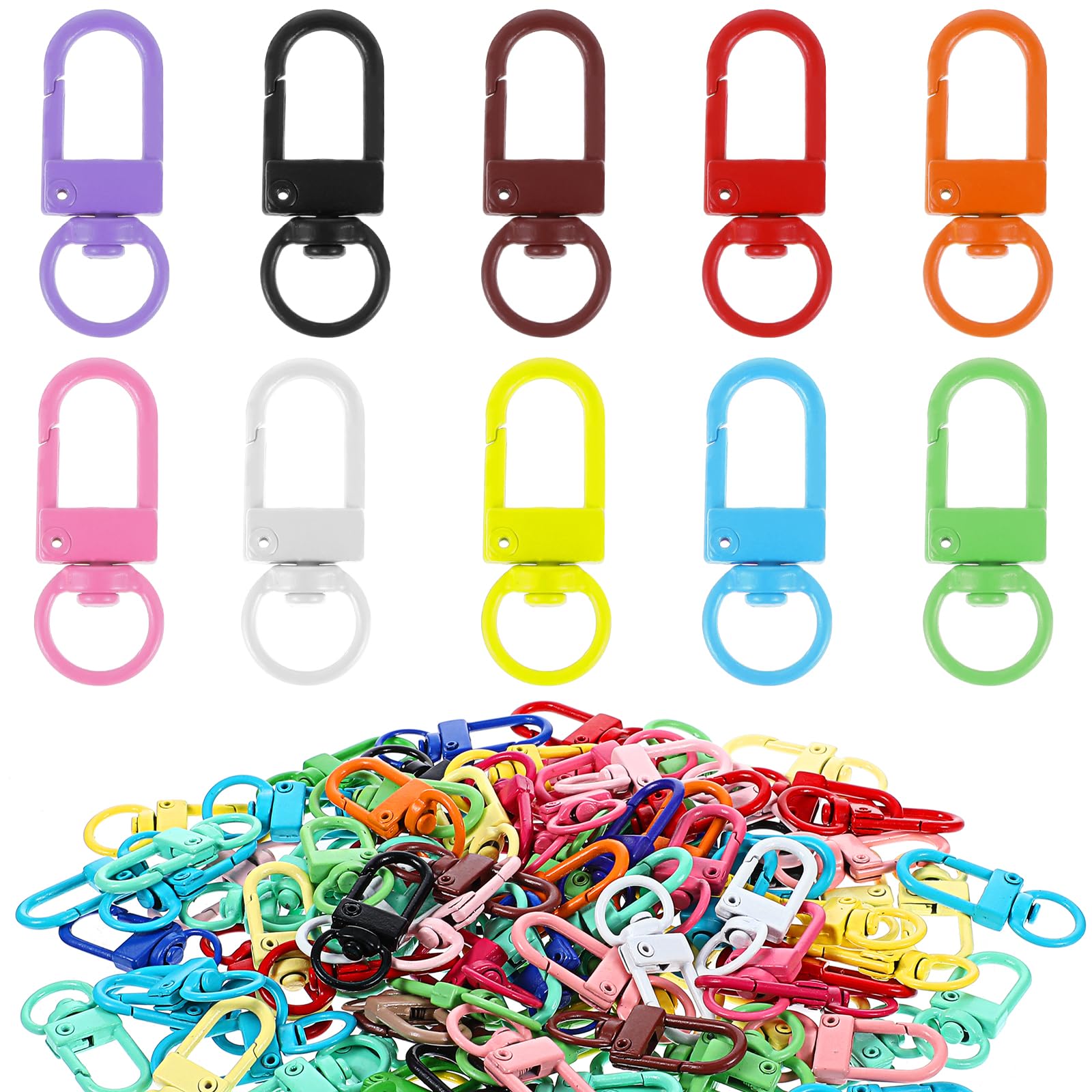 Photo 1 of 150PCS Colorful Metal Lobster Claw Clasps Swivel Lanyards Trigger Snap Hooks Strap with Key Rings DIY Accessories for Bag Key Chains Connector Jewelry Making, 10 Colors