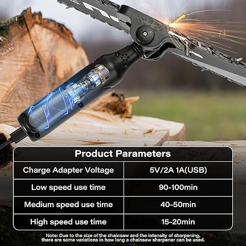 Miniatura 5 de NAZZO Afilador eléctrico de motosierra, herramienta portátil recargable con ruedas de afilado de diamante de 4 tamaños y accesorio de ángulo,